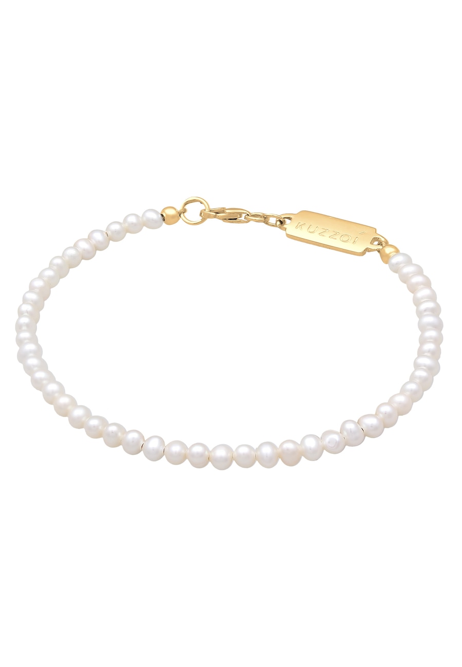 KUZZOI Süßwasserperlen Klassisch Schlicht 925 Silber 21 Herren