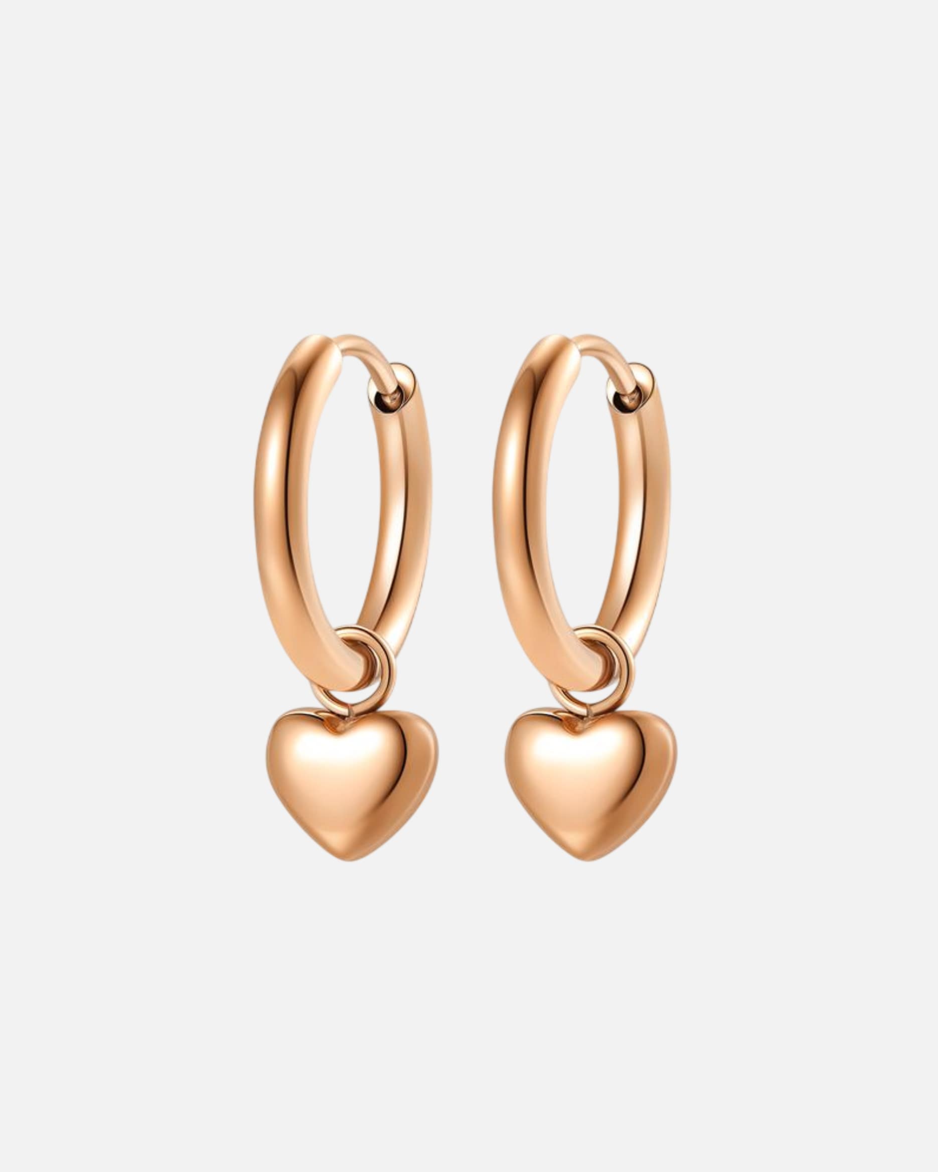 Ohrringe für Weiblich Hey Happiness Default Brand Line Chunky Herz‑Creolen – Wasserfeste Ohrringe Roségold