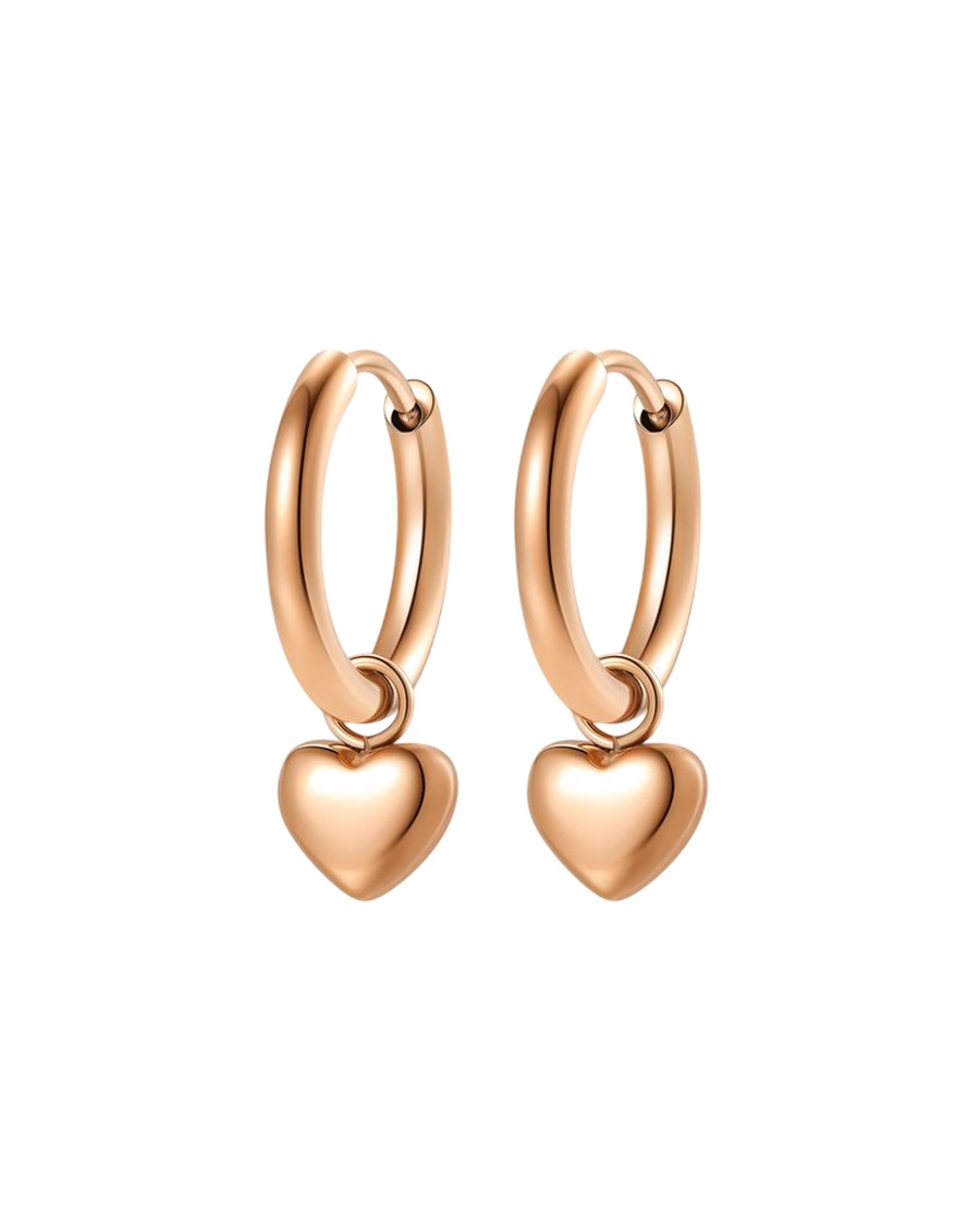 Hey Happiness Chunky Herz‐Creolen – Wasserfeste Ohrringe Roségold Nude Damen