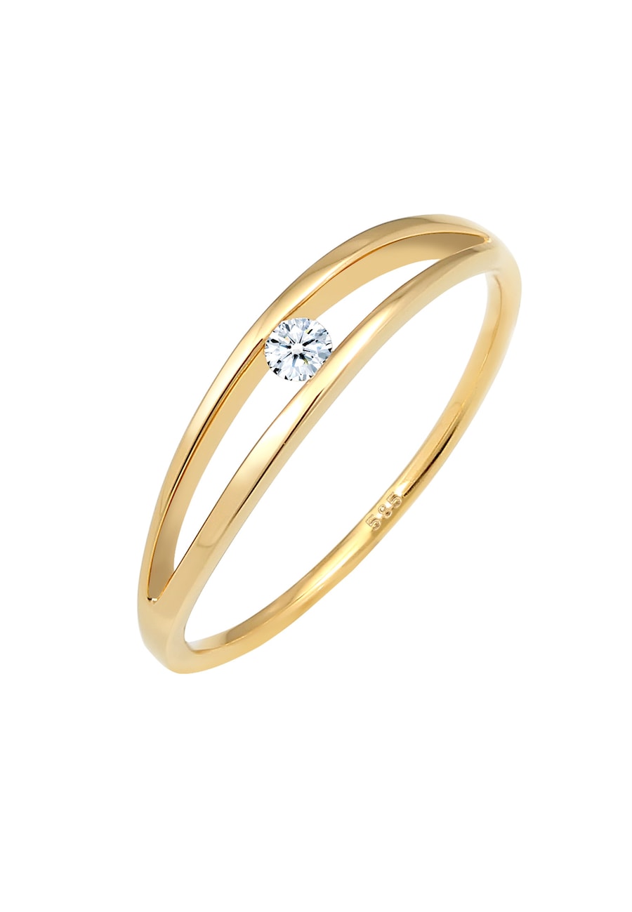 Elli DIAMONDS Verlobung Wellen Diamant (0.06 ct.) 585 Gelbgold 58 Damen