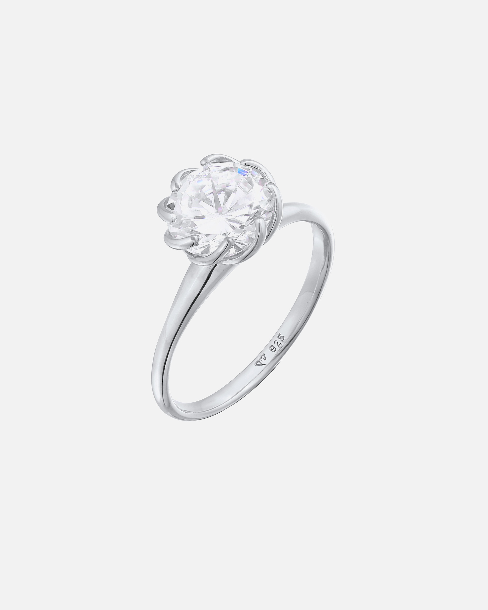 Ring für Weiblich Elli Zirkonia Verlobung Solitär Blüte 925 Silber 54