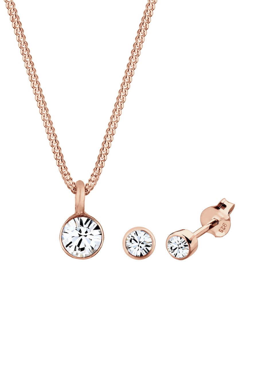 Elli Kette Stecker 925er Silber, mit Kristallen von Swarovski rosefarben Damen