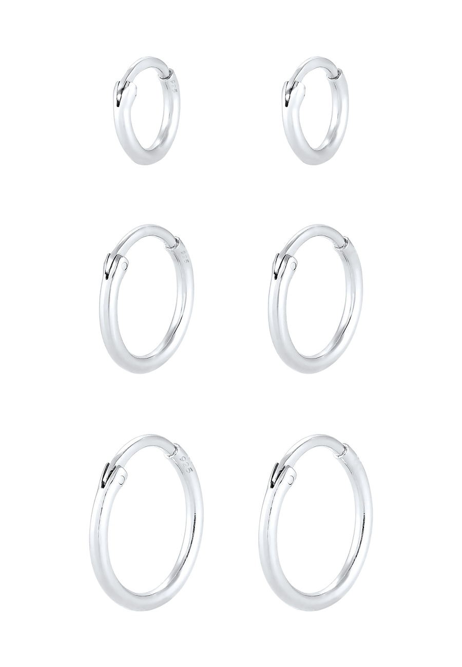 Elli Creolen Set Trio Basic Must-Have Trend 925 Silber silberfarben Damen