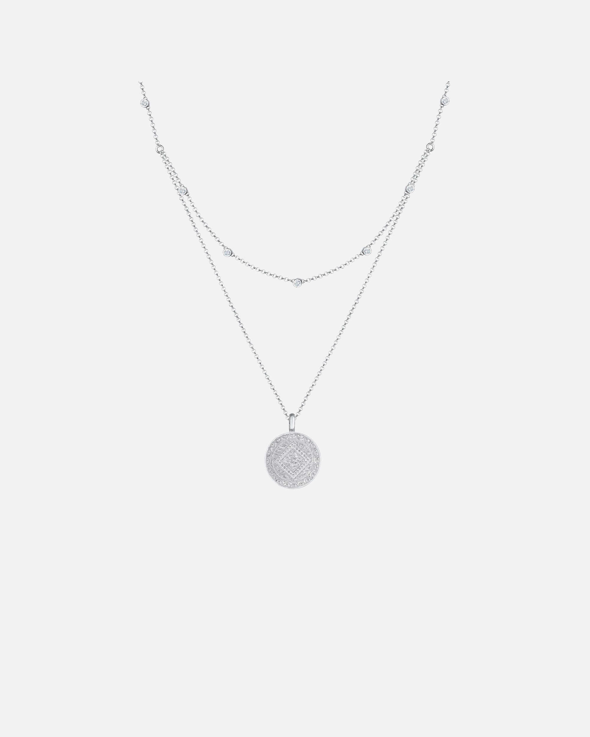 Halskette für Weiblich Elli Münze Plättchen 925 Silber, mit Kristallen von Swarovski® silberfarben