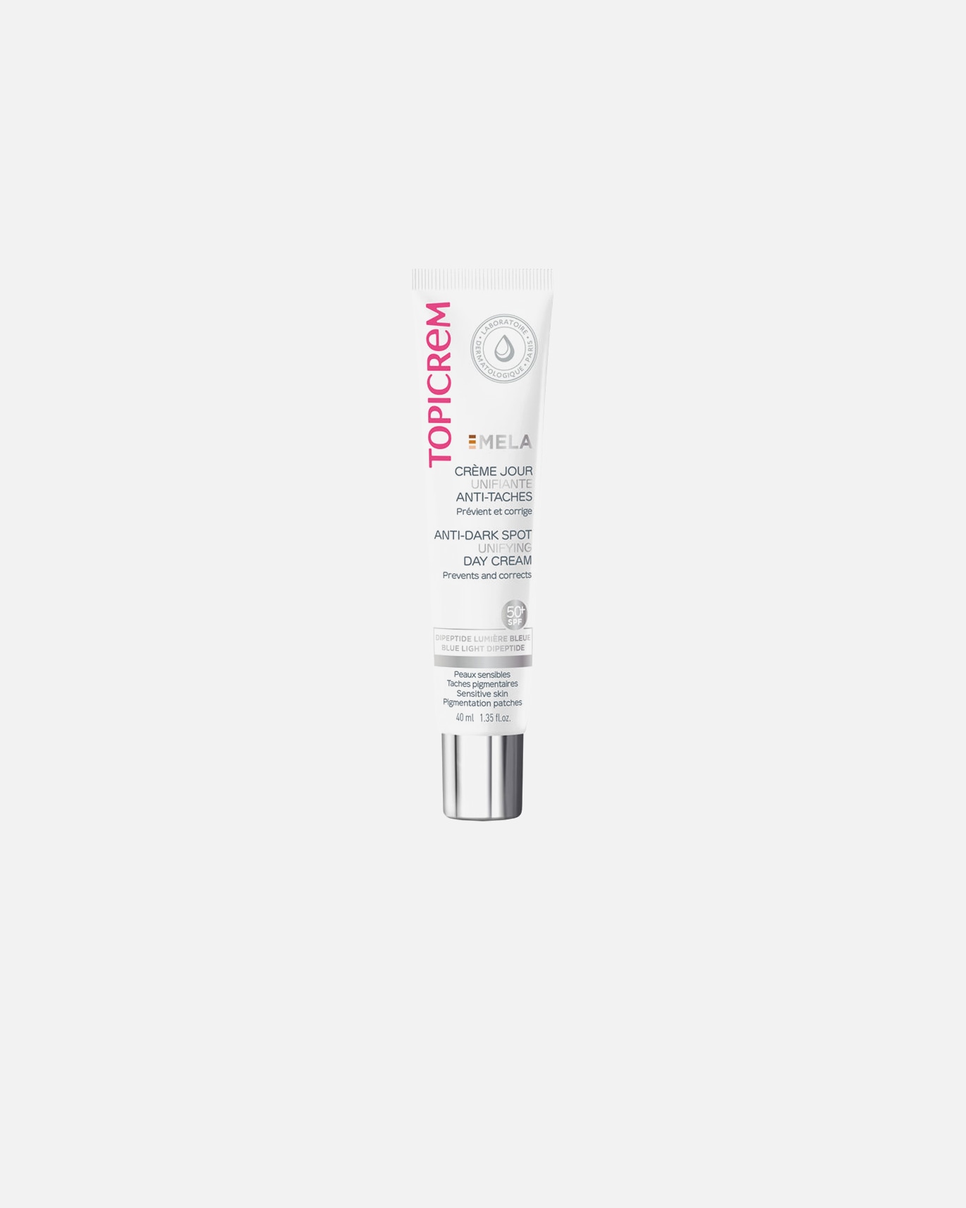 Pflege bei Pigmentflecken für Unisex Topicrem MELA vereinheitlichende Anti-Flecken-Tagescreme LSF50+ 40 ml