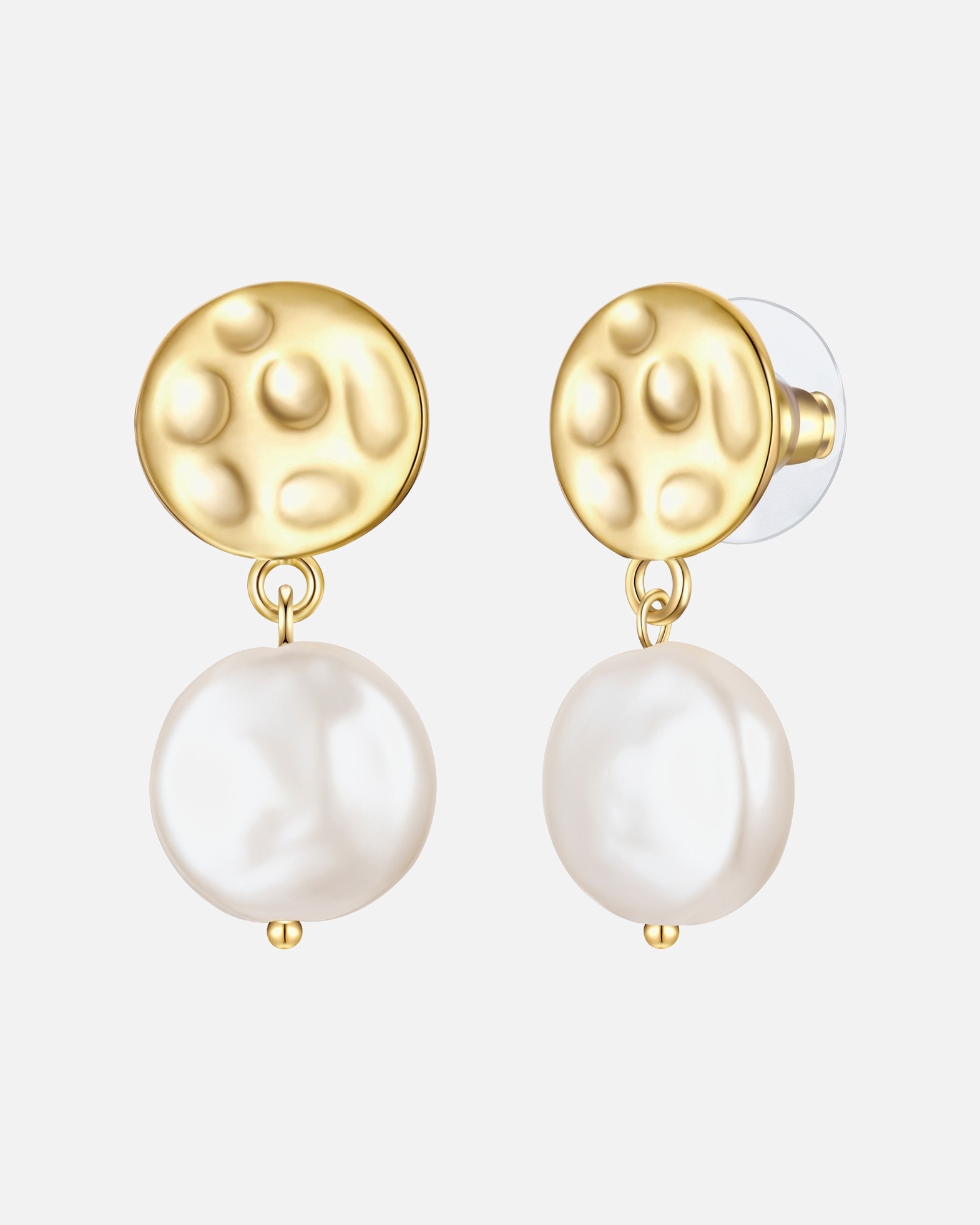 Ohrringe für Weiblich Yokoamii Ohrhänger aus Metall-Legierung in Gelbgold mit Perle (synth.) 31,9 mm
