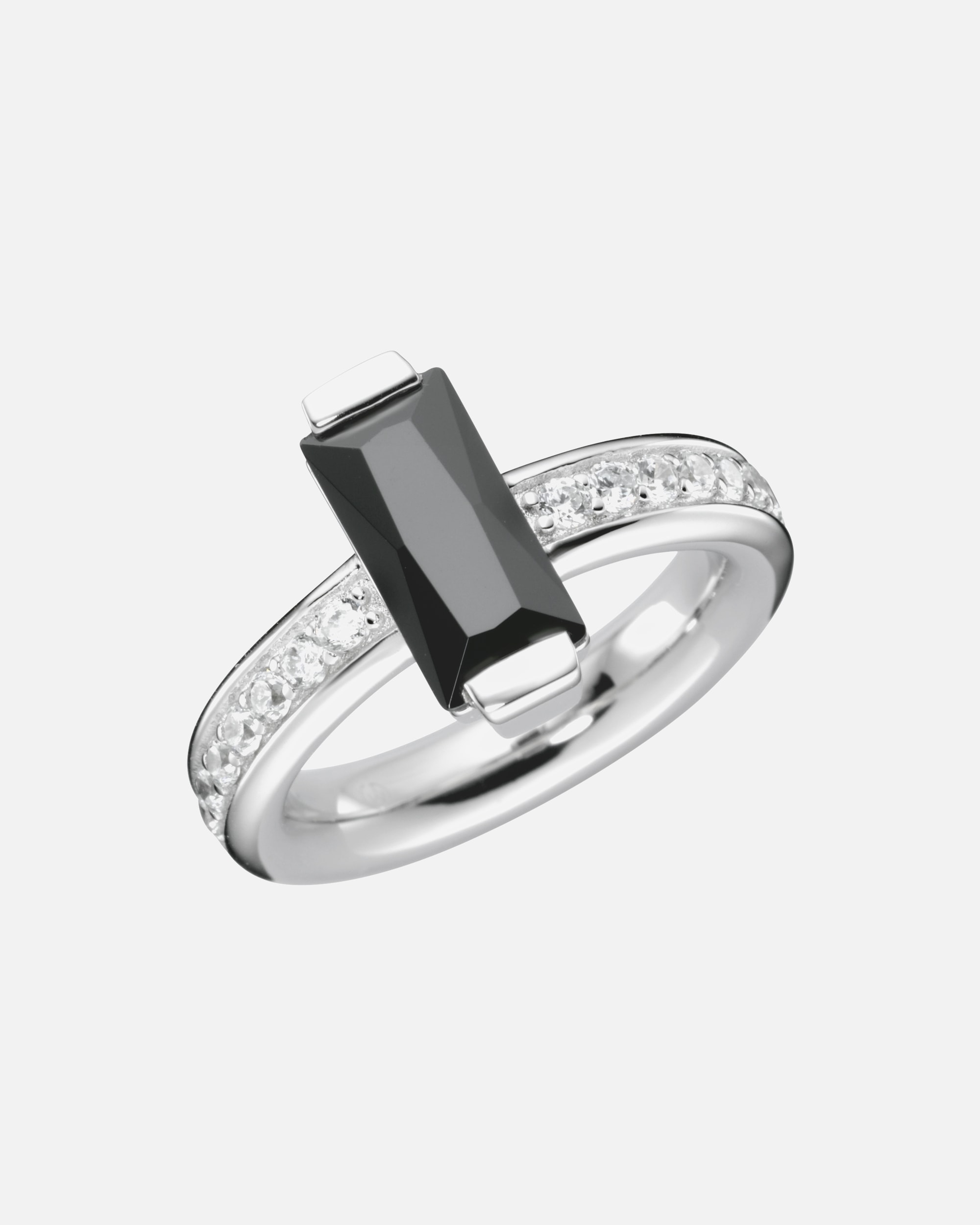 Ring für Weiblich Giorgio Martello Milano Ring mit Zirkonia weiß und schwarz, Silber 925 50