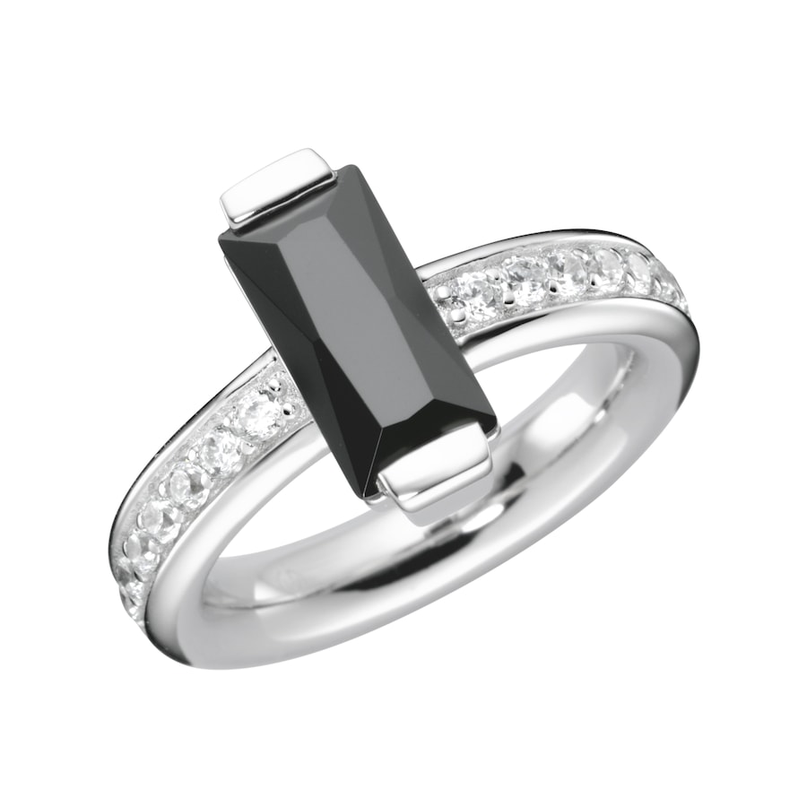 Giorgio Martello Milano Ring mit Zirkonia weiß und schwarz, Silber 925 50 Schwarz Damen