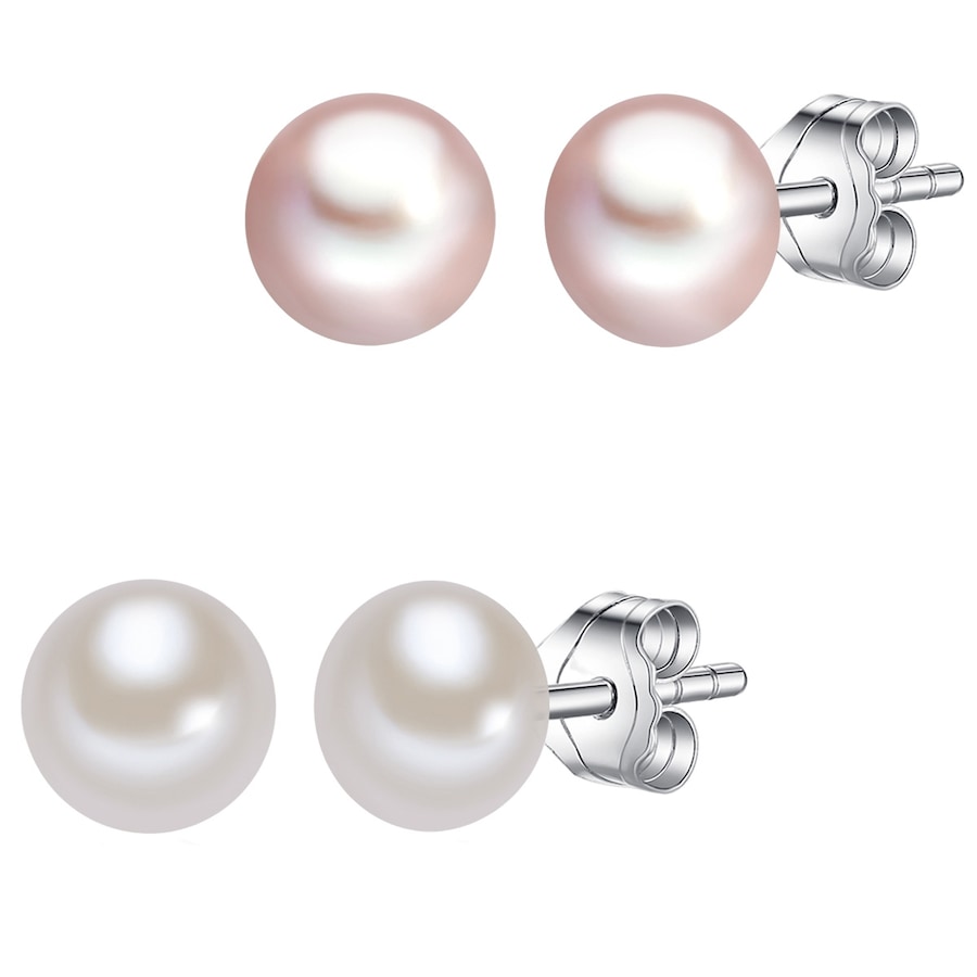 Lulu & Jane Perlen-Ohrstecker Sterling Silber Süßwasser-Zuchtperle in Rose / Silver Damen