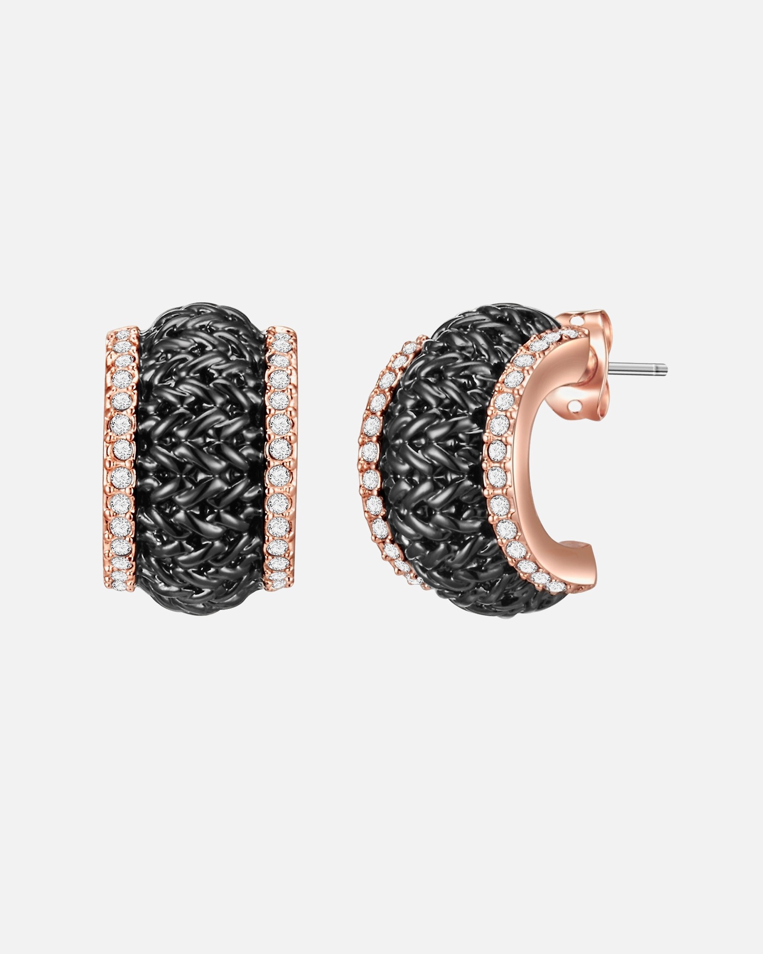 Ohrringe für Weiblich Lulu & Jane Ohrstecker Metall-Legierung verziert mit Kristallen von Swarovski® in Roségold/Schwarz 17,1 mm