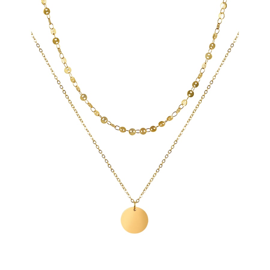 GOOD.designs Kette mit Anhänger mehrreihig Coin-Anhänger Gold Damen