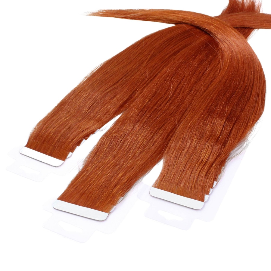 hair2heart Tape Extensions Echthaar #8/43 Hellblond Rot-Gold 40cm Braun Damen