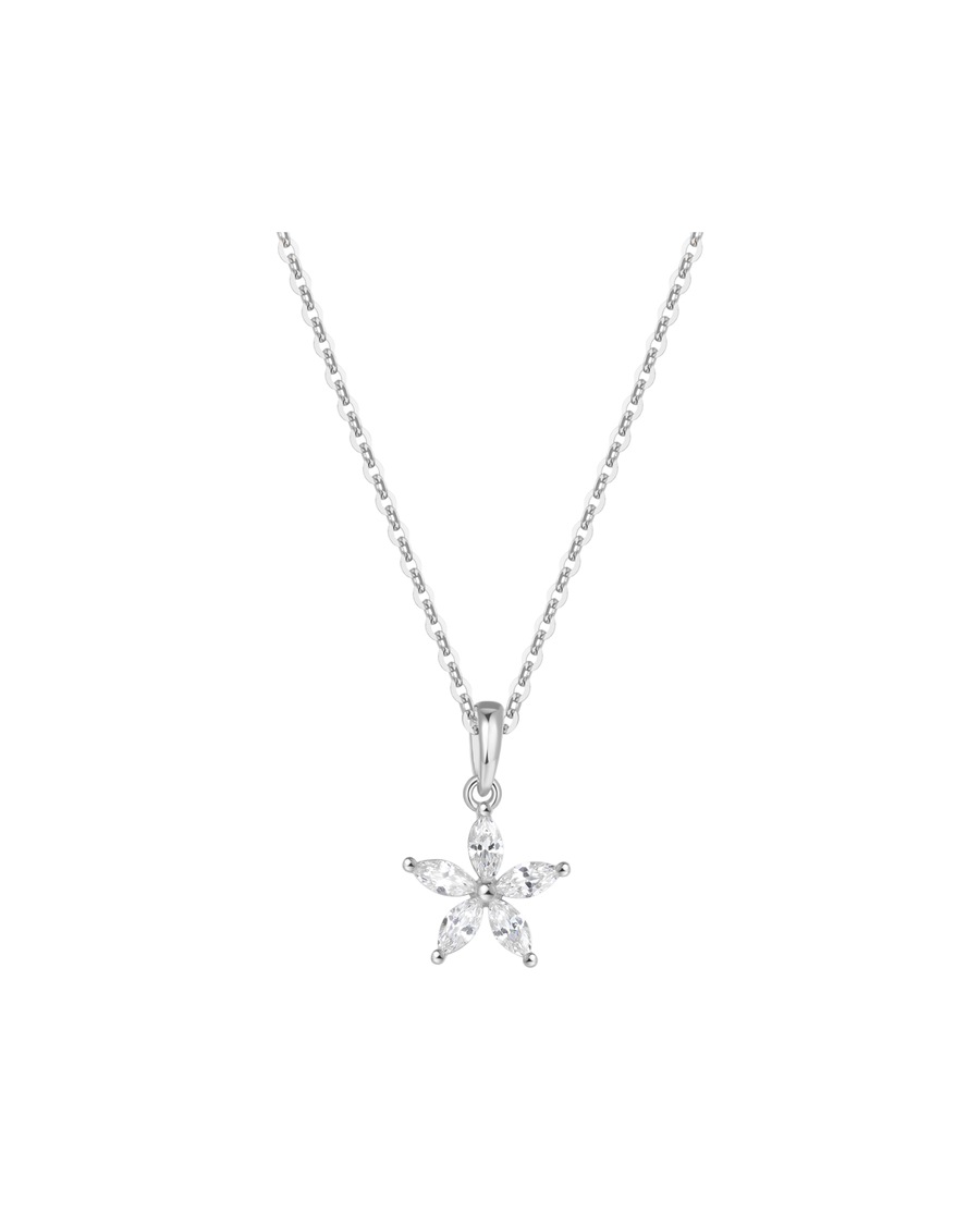 Hey Happiness Zierliche Kette mit Blume-Anhänger, 925er Sterlingsilber Silber Damen