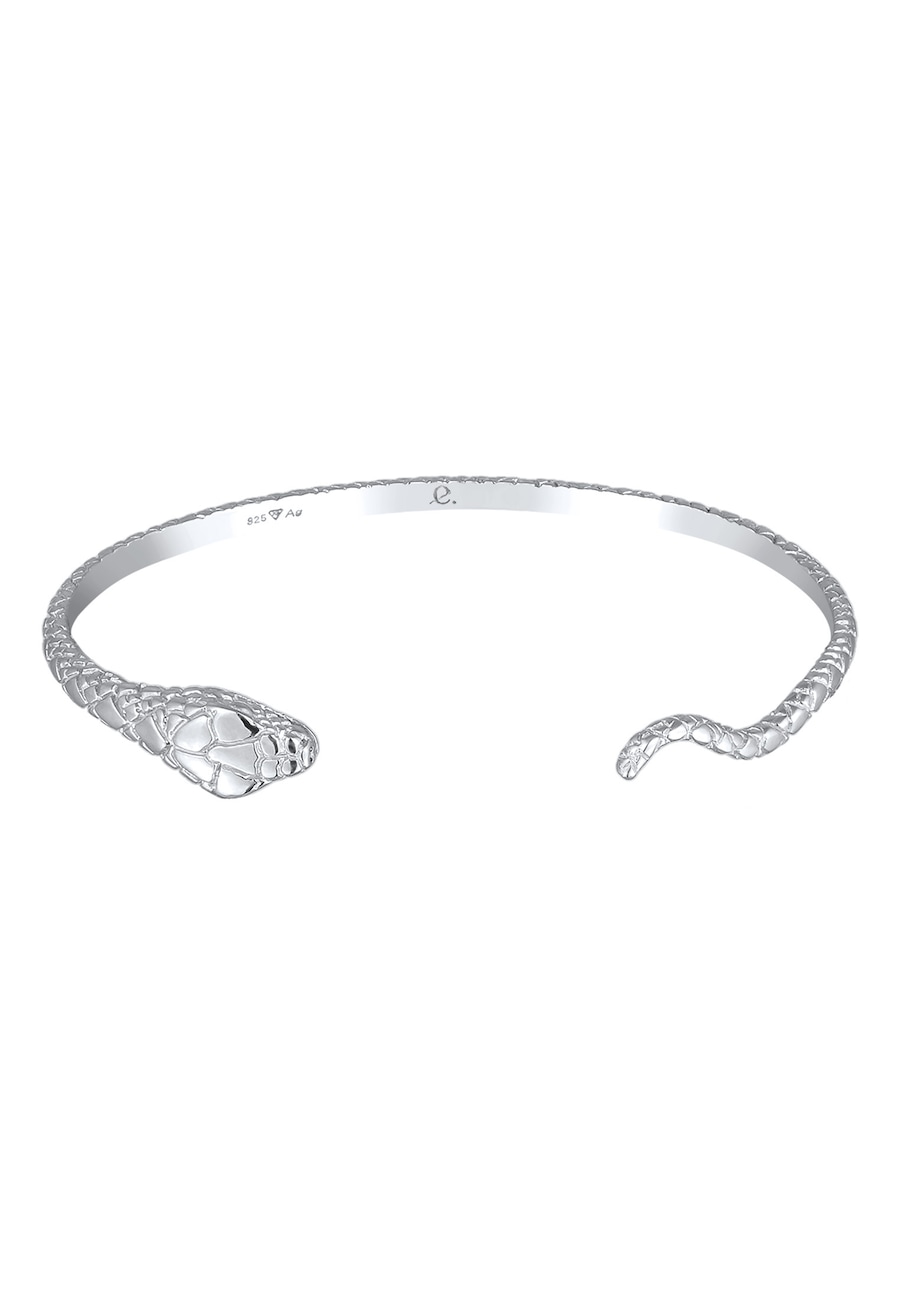Elli PREMIUM Armband Armreif Offen Schlangen Motiv 925 Silber vergoldet silberfarben Damen