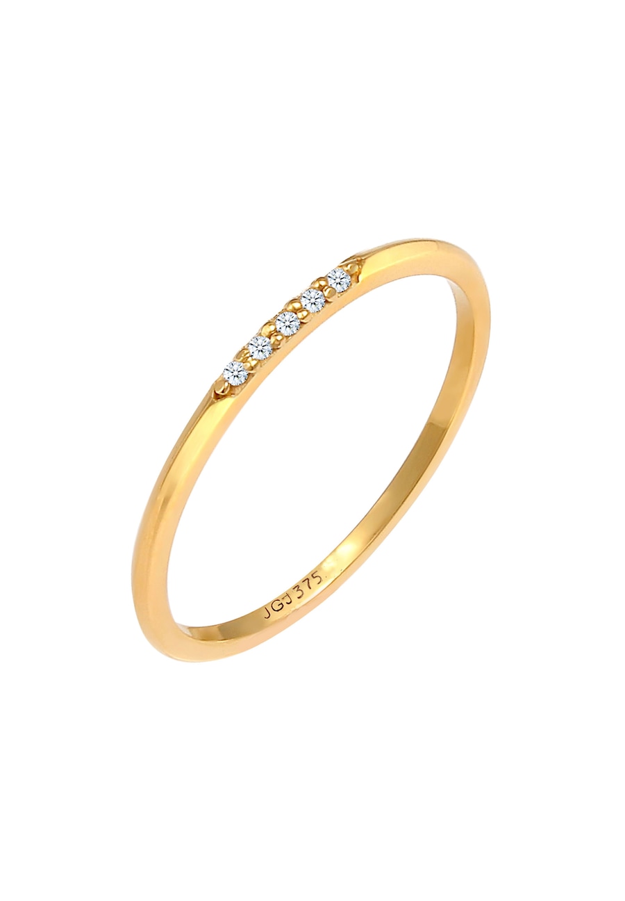 Elli DIAMONDS Bandring Diamanten Elegant Fein (0.025 ct) 375 Gold 54 Damen