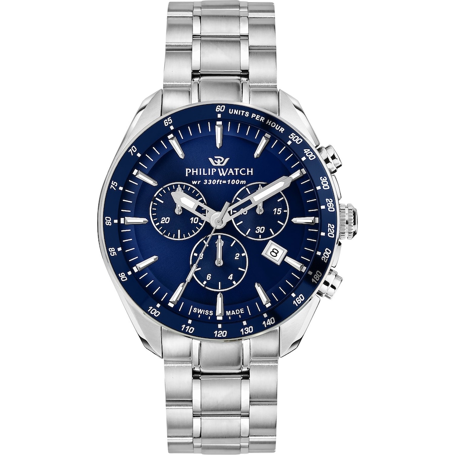 Philip Watch Chronograph Edelstahl blau, silber Herren