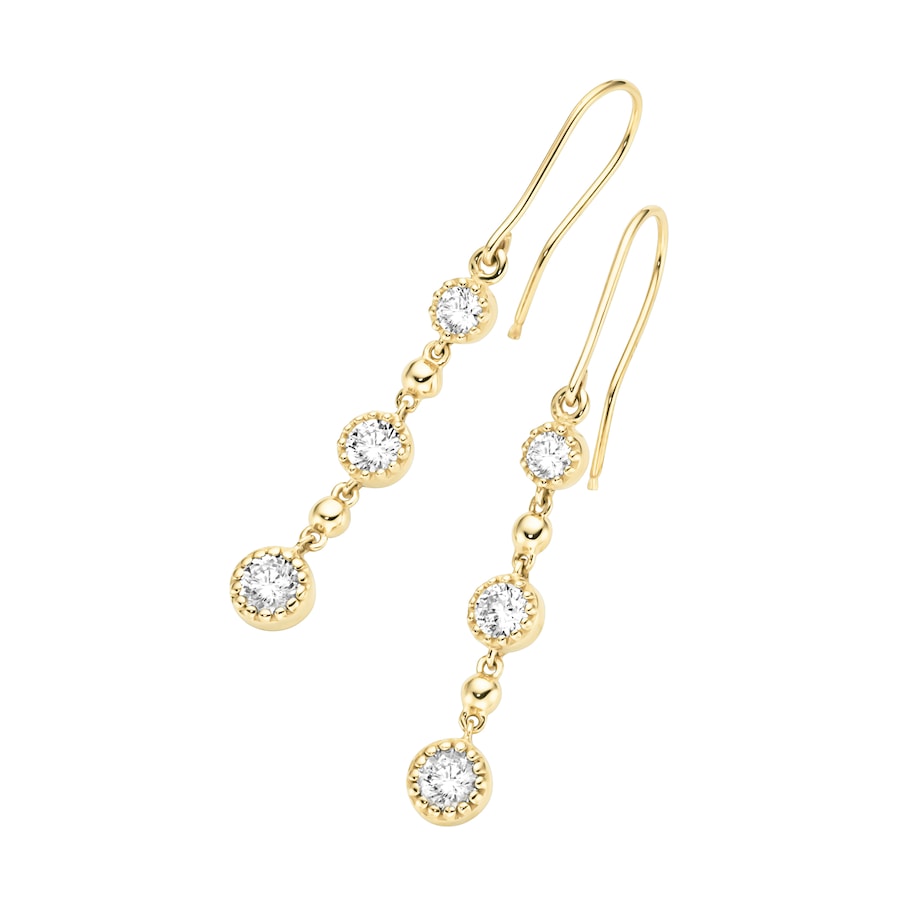 Luigi Merano Ohrhaken mit Zirkonia in verschiedenen Größen & Kugeln, Gold 375 Onesize Damen