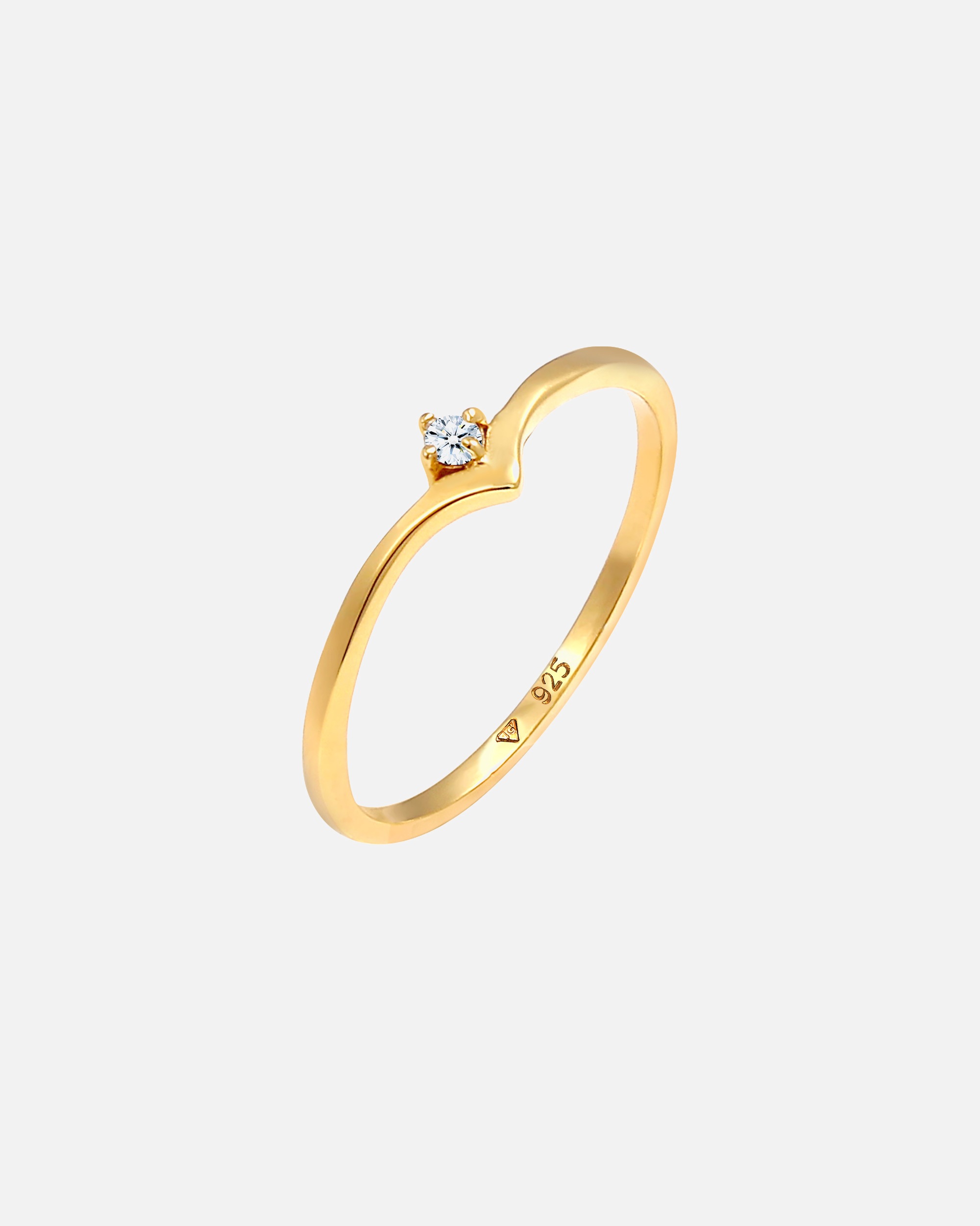 Ring für Weiblich Elli DIAMONDS Solitär Diamant (0.03 ct.) V-Form 925 Silber 58