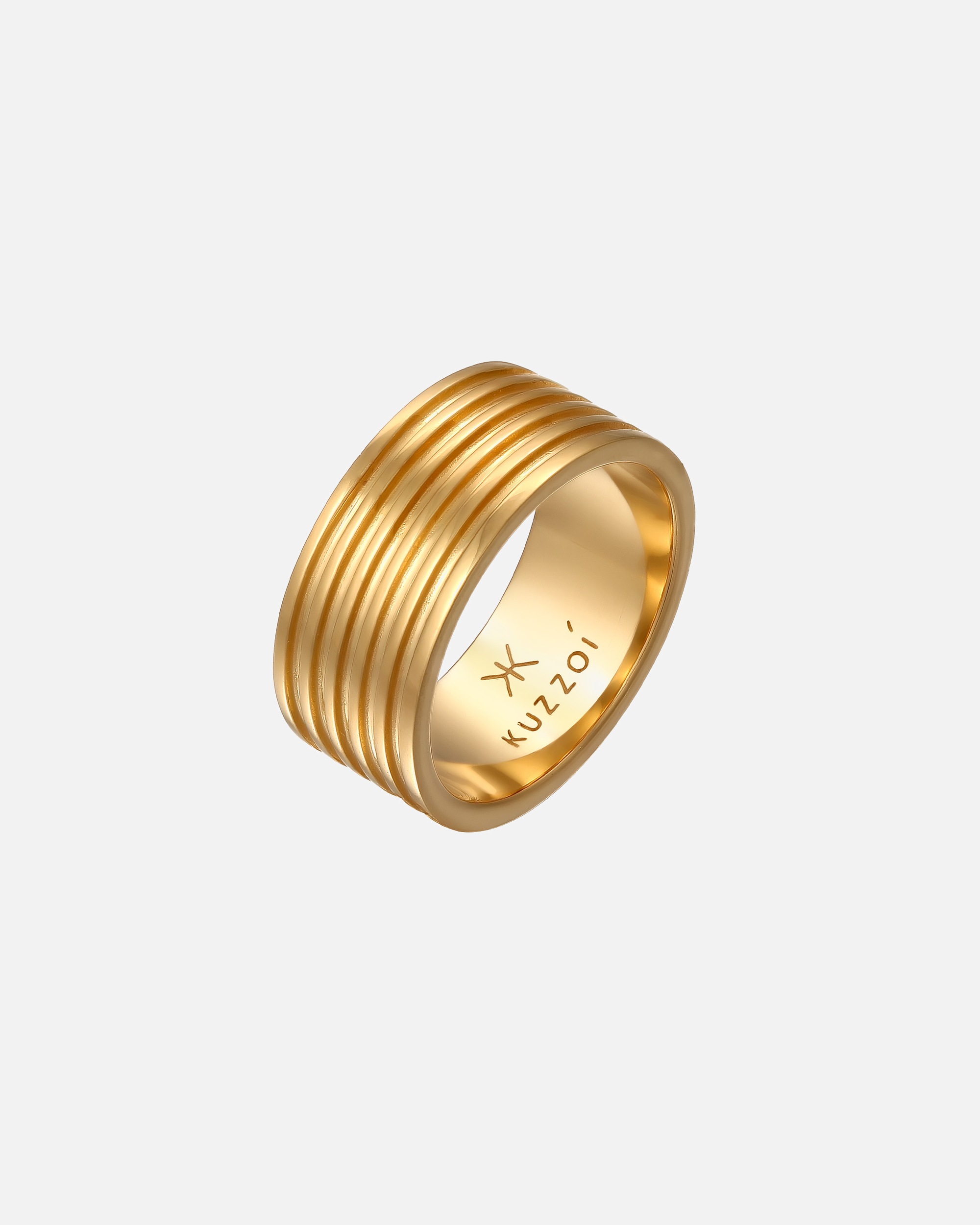 Ring für Männlich KUZZOI Herren Bandring Massiv Rillen 925 Silber 58