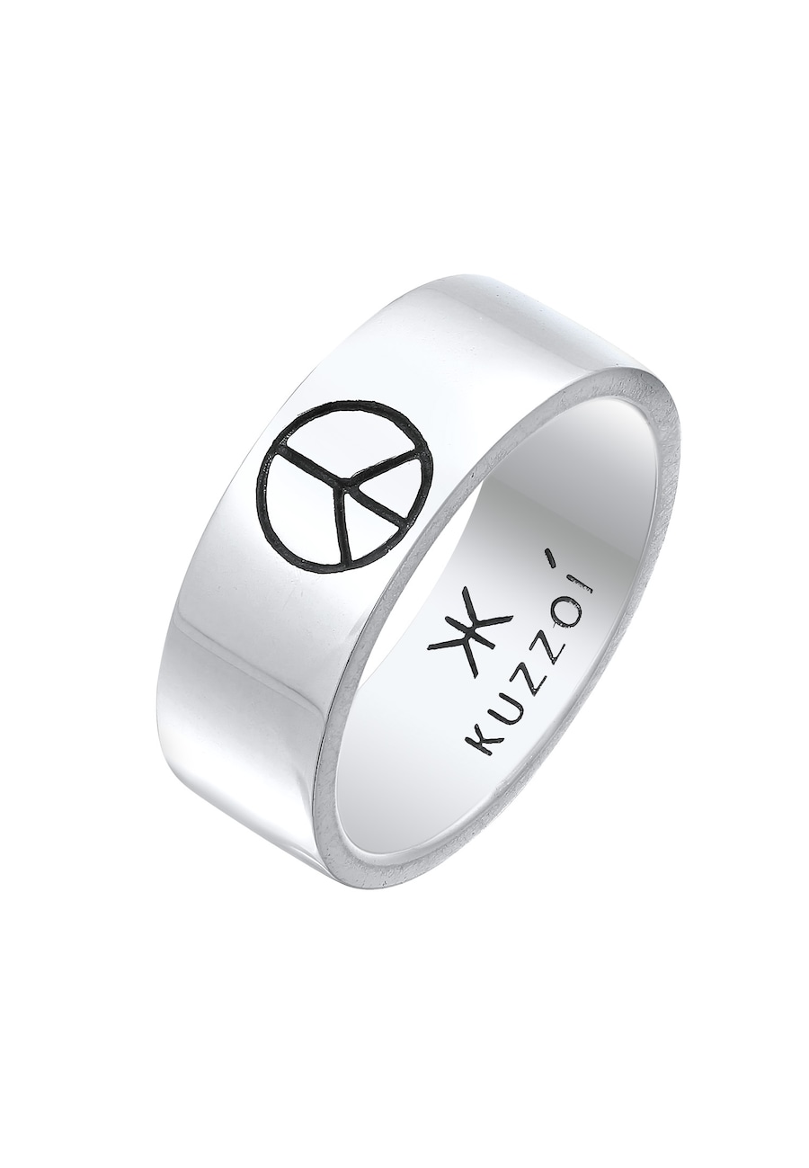 KUZZOI Herren Bandring Peace Oxidiert 925 Silber 60