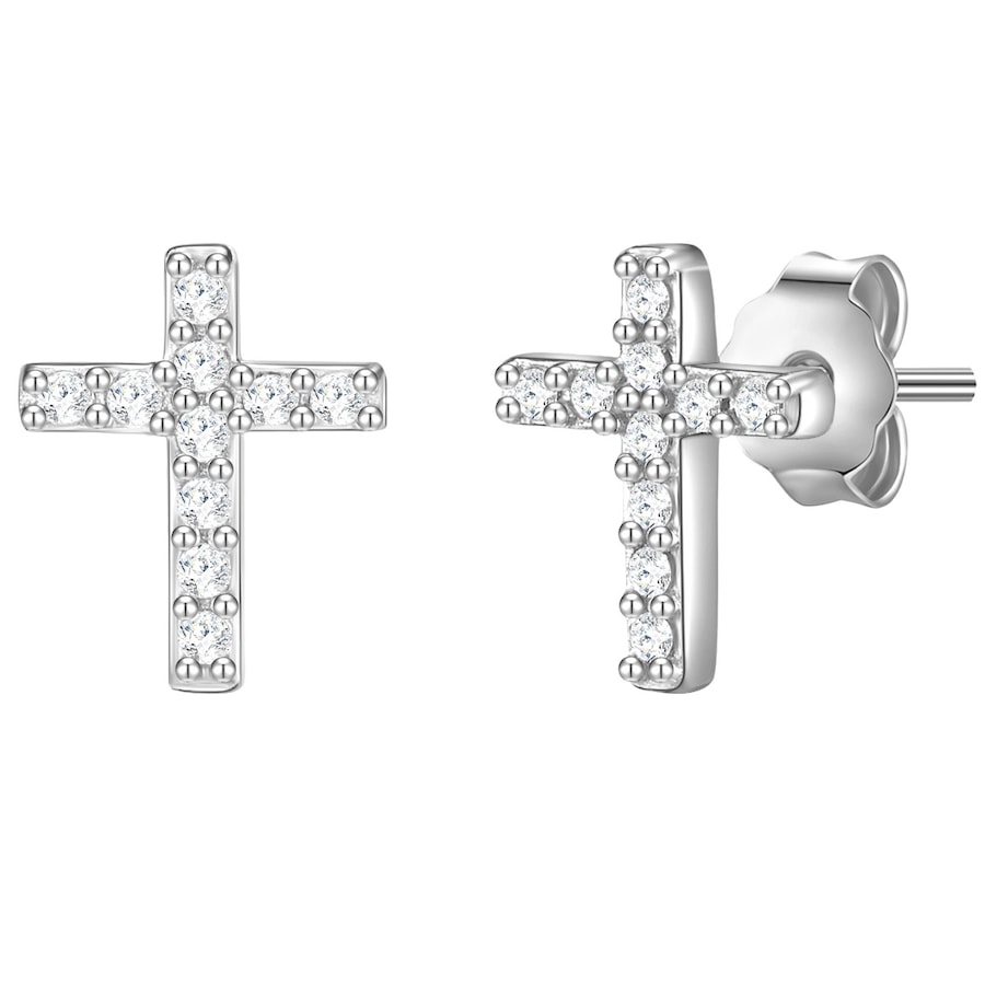 Glanzstücke München Ohrstecker Kreuz Sterling Silber Topas in 7,9 mm Damen