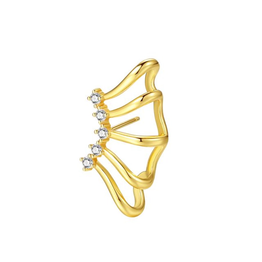 Hey Happiness Wickelflügel Ohrring aus 925er Sterlingsilber Gold Hellbraun Damen