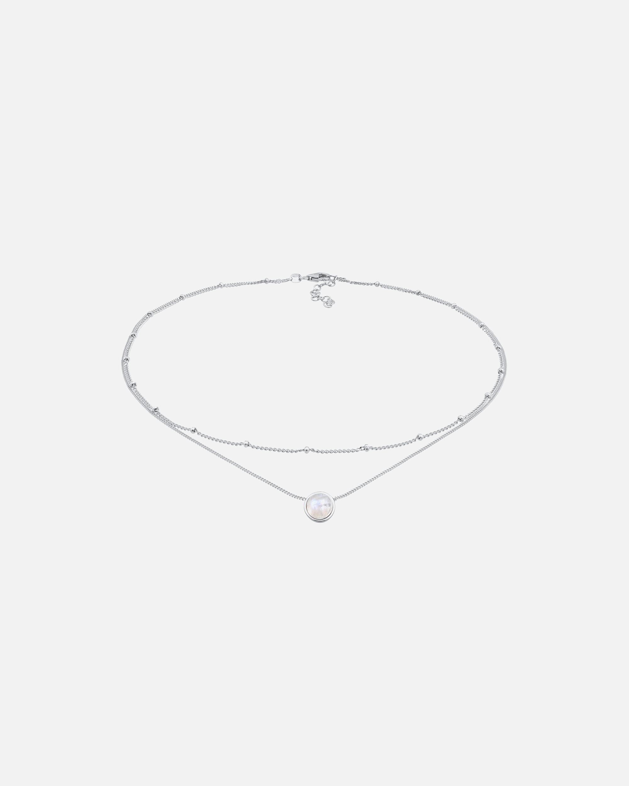 Halskette für Weiblich Elli Choker Layer Mondstein Kugelkette 925 Silber silberfarben