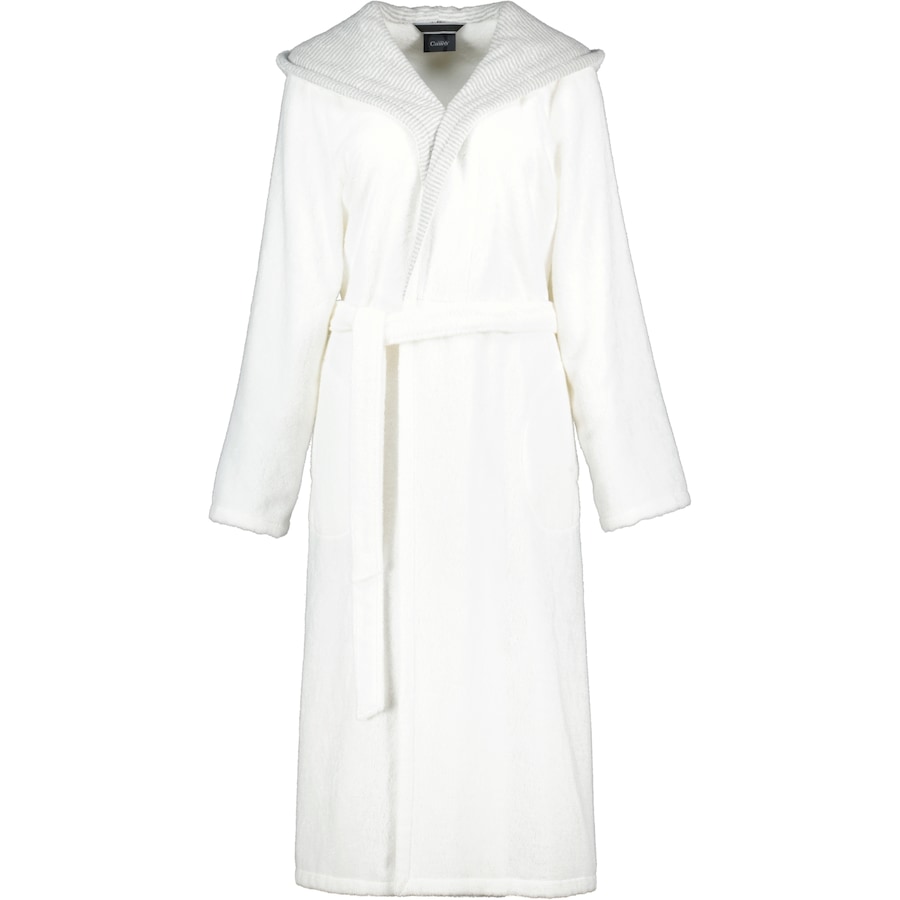Cawö Bademäntel Damen Kapuze Classic 4345 weiß-silber - 607 S