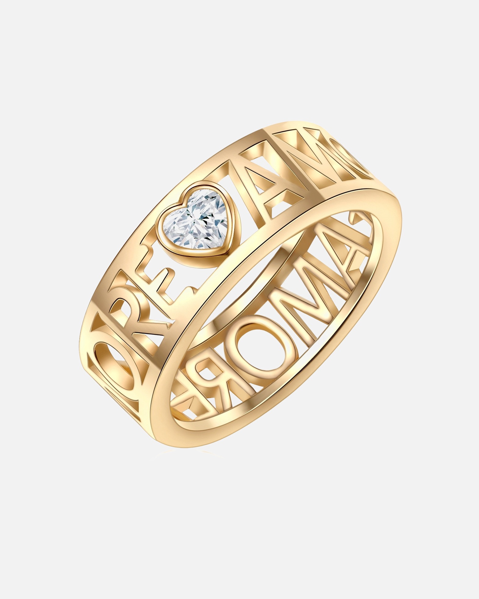 Ring für Weiblich Lulu & Jane Ring Metall-Legierung verziert mit Kristallen von Swarovski® in Gelbgold 58