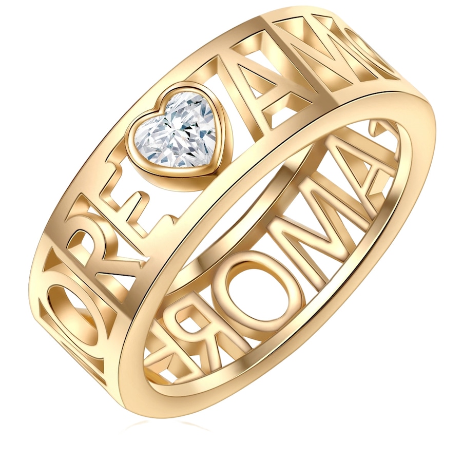 Lulu & Jane Ring Metall-Legierung verziert mit Kristallen von Swarovski in Gelbgold 58 Damen