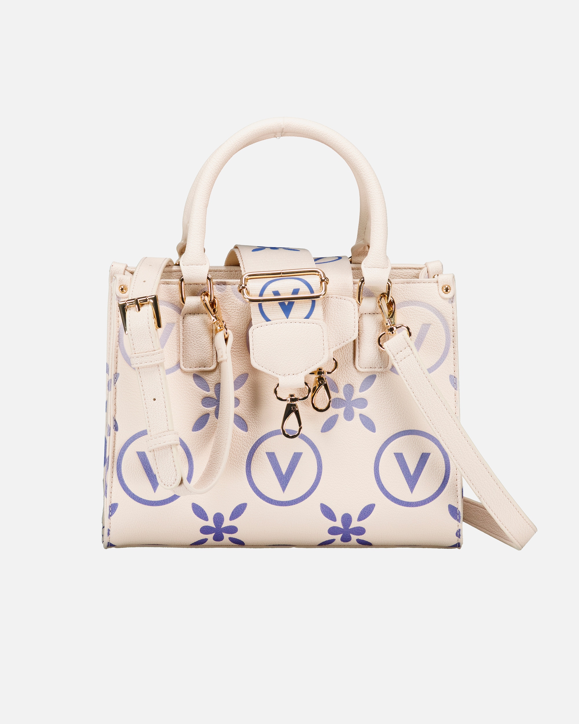 Handtasche für Weiblich Valentino Bags Handtasche Samba Print Relove Recycle Ecru Bluette