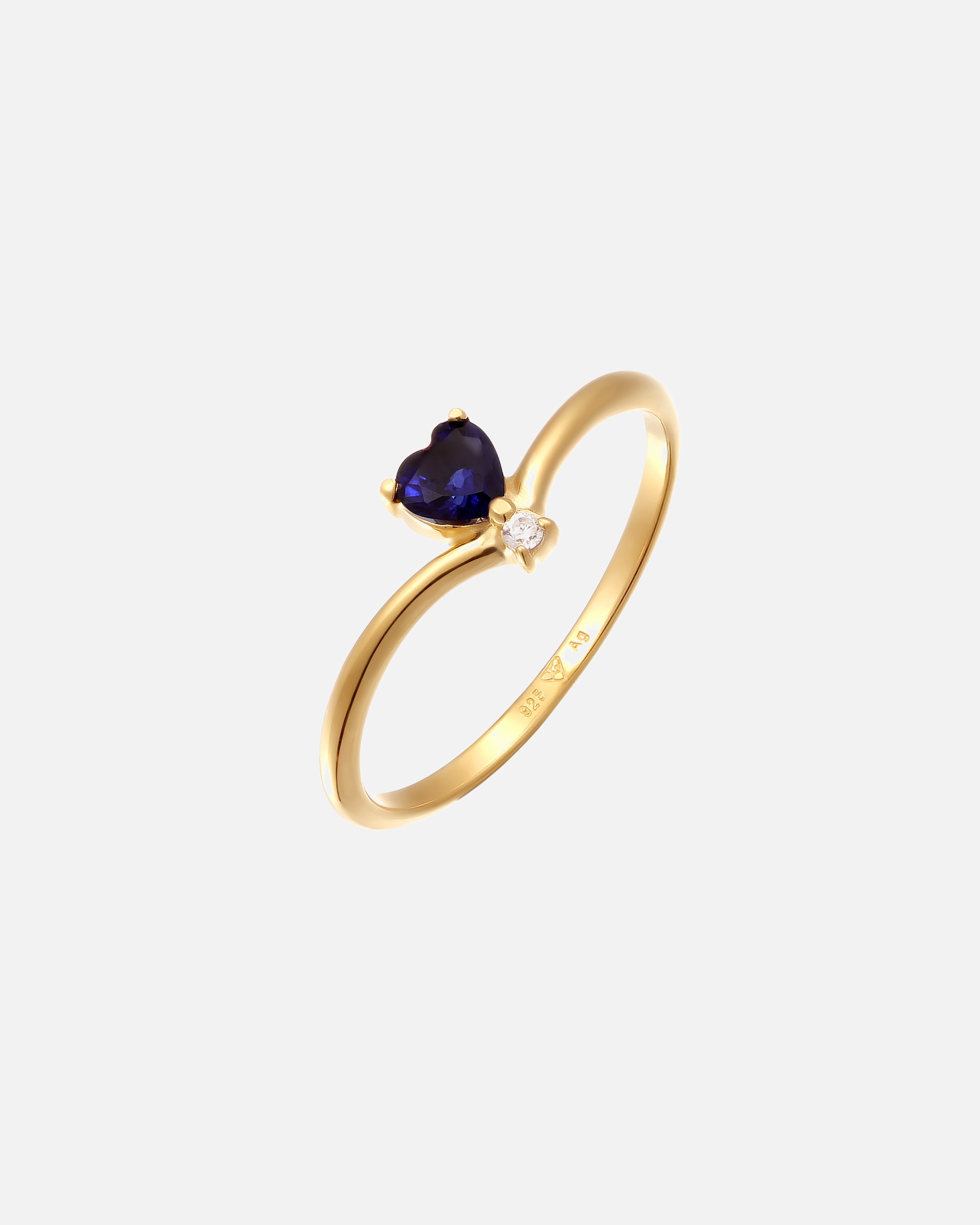 Ring für Weiblich Elli DIAMONDS Herz Saphir Lab Grown Diamond Weiß (0.008 ct) 925 Sterling Silber vergoldet 52