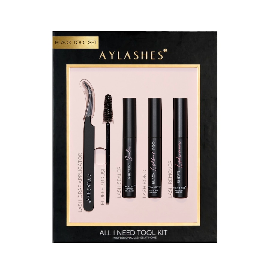 Aylashes TOOL SET - WIMPERKLEBER APPLIKATOR TOP COAT WIMPERBÜRSTCHEN LASHREMOVER Schwarzer Wimpernkleber Damen