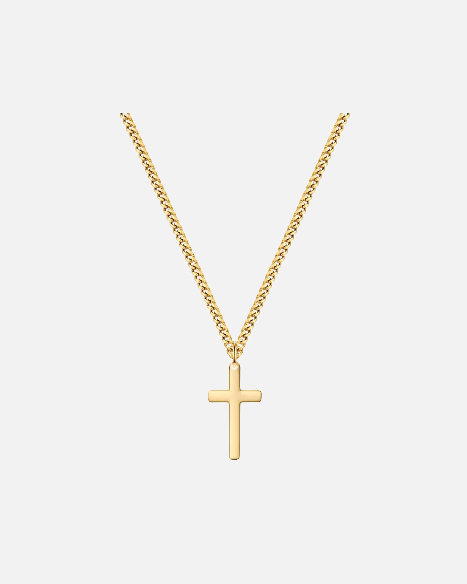 Halskette für Männlich True Rebels Kreuz aus Edelstahl in gelbgold 50,0 cm Basiskette + 5,0 cm Verlängerung