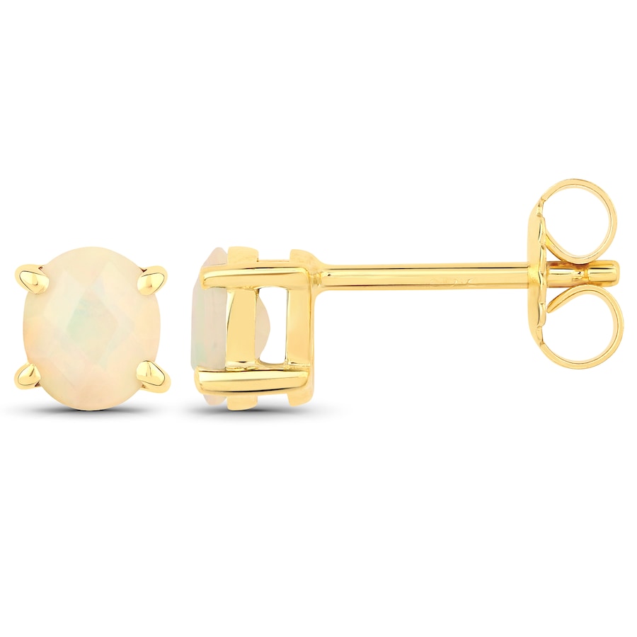 Vira Jewels Ohrstecker 925/- Sterling Silber Opal weiß 0,7ct. gelb vergoldet Damen