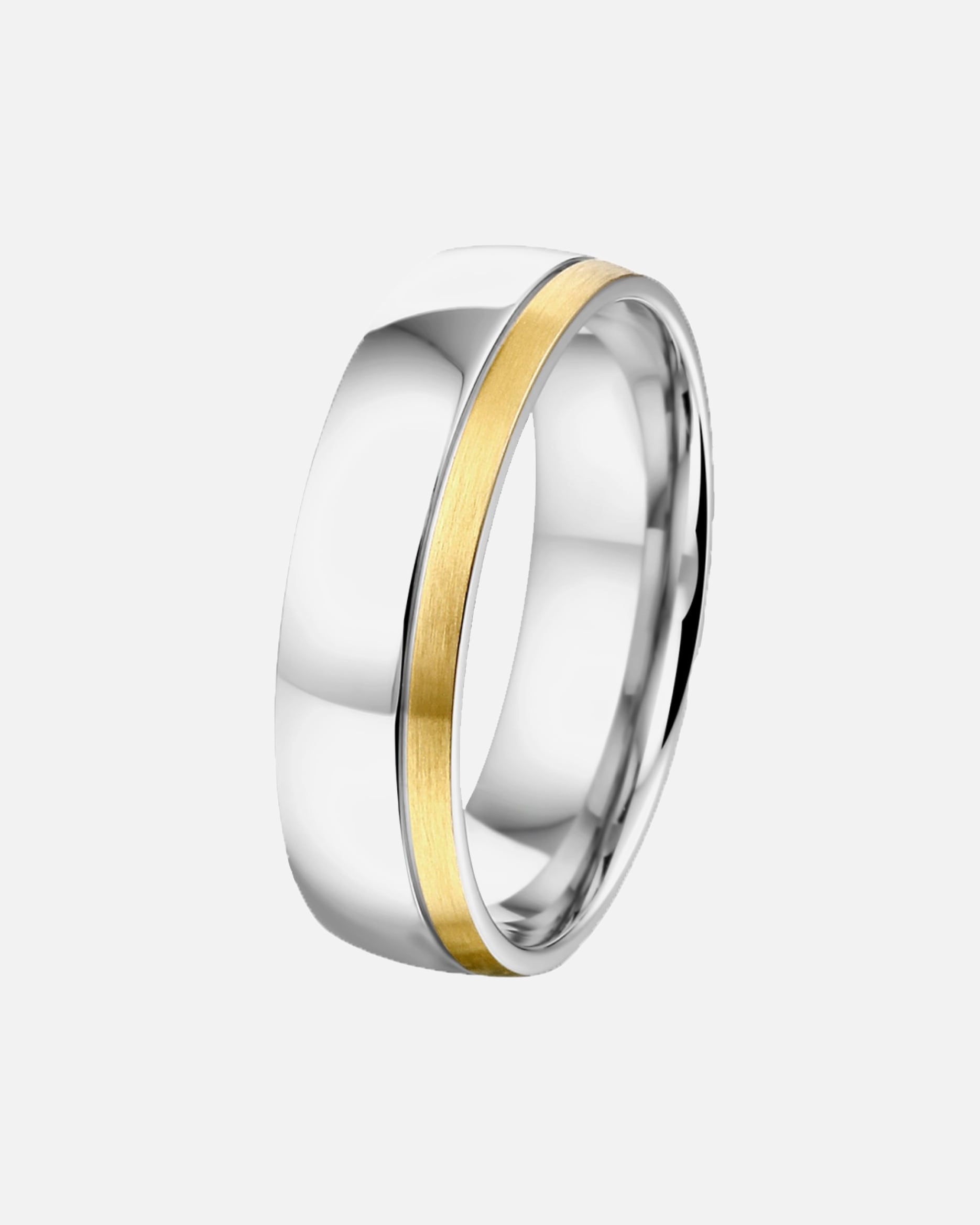 Ring für Männlich Lucardi Ringe 'Maui' Stahl - silbern-goldfarbig 58mm