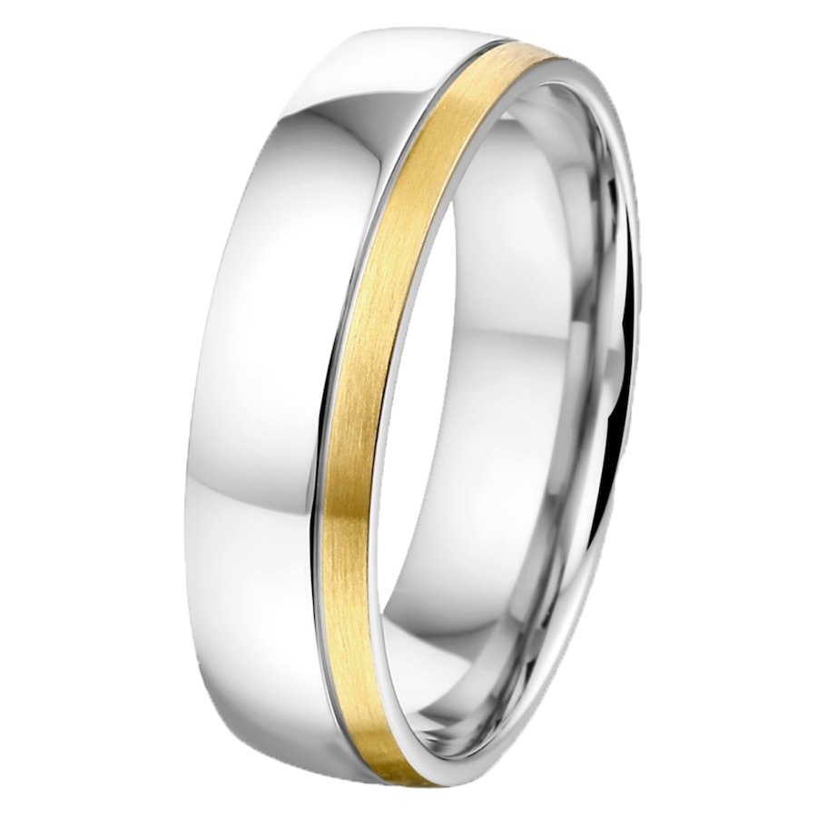 Lucardi Ringe 'Maui' Stahl - silbern-goldfarbig 69mm Herren