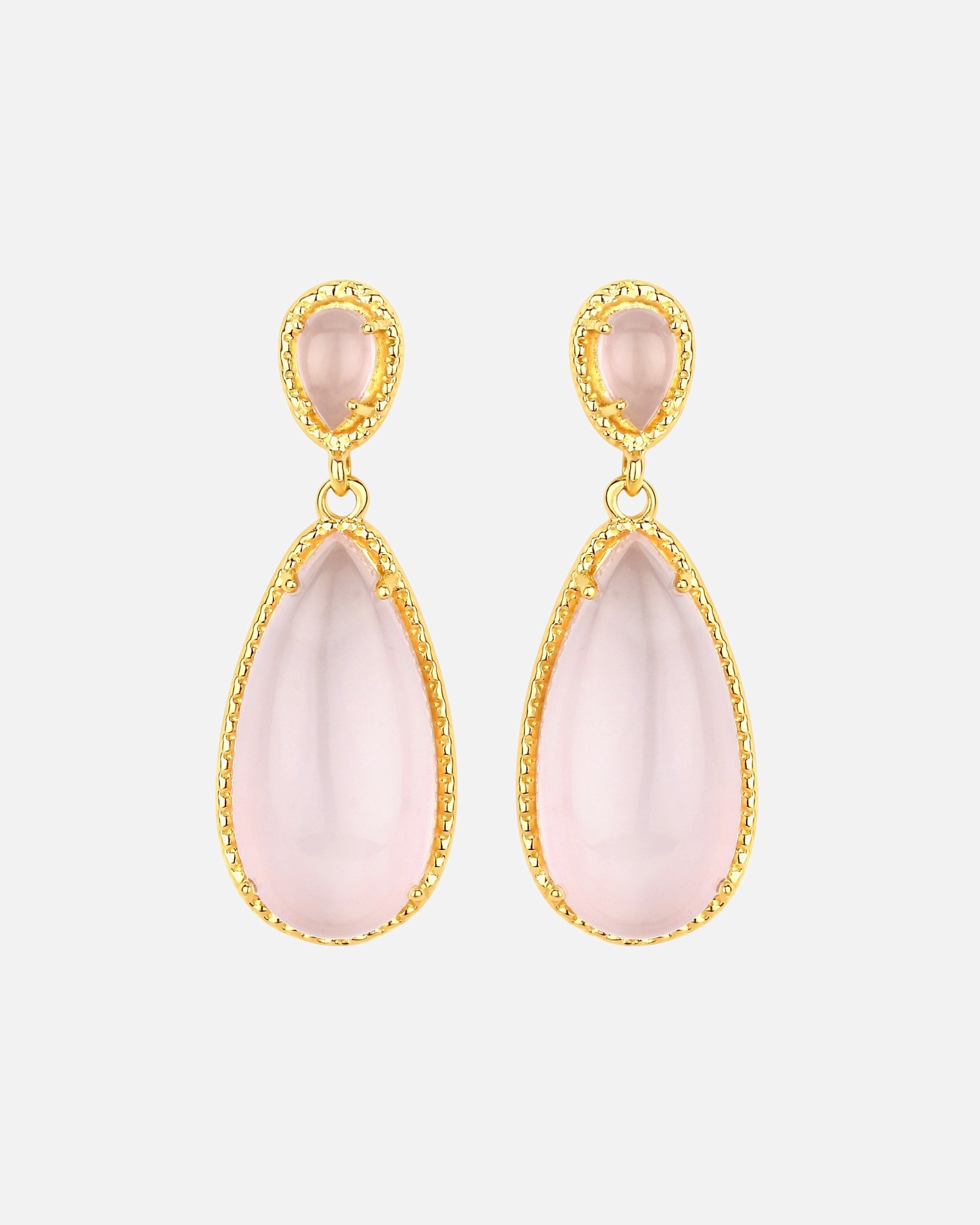 Ohrringe für Weiblich Rafaela Donata Ohrringe Sterling Silber Rosenquarz in Gelbgold Rose