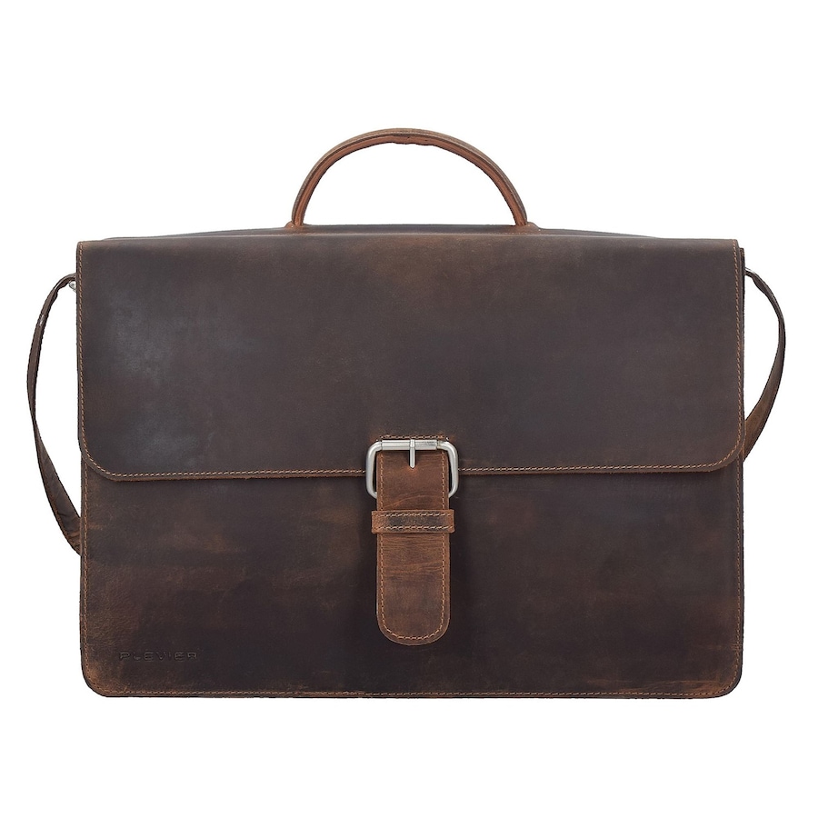 Plevier Retro Zeppelin Aktentasche Leder 43.5 cm Laptopfach dunkelbraun Braun Herren