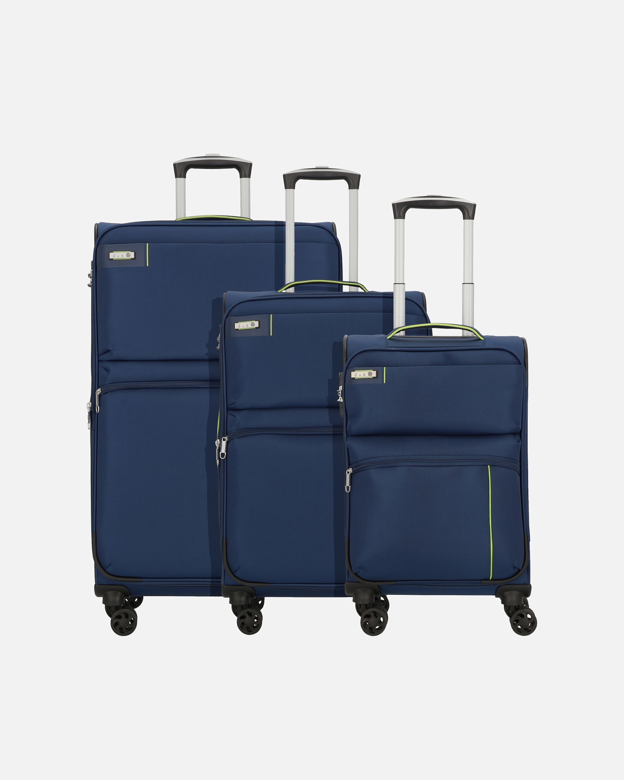 Koffer für Männlich d & n Travel Line 6704 4-Rollen Kofferset 3tlg. blau