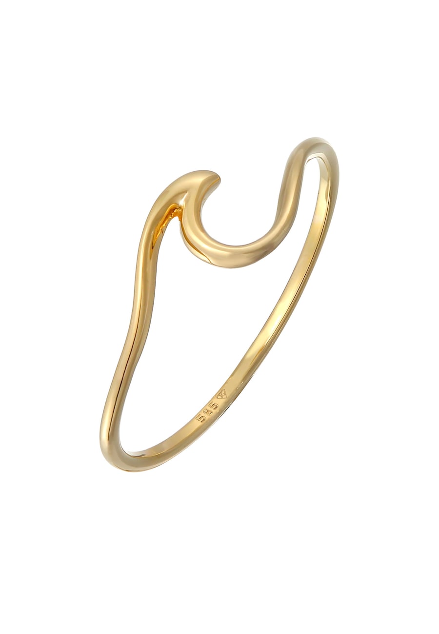 Elli PREMIUM Wellen Wave Strand Maritim 585 Gelbgold 58 Damen