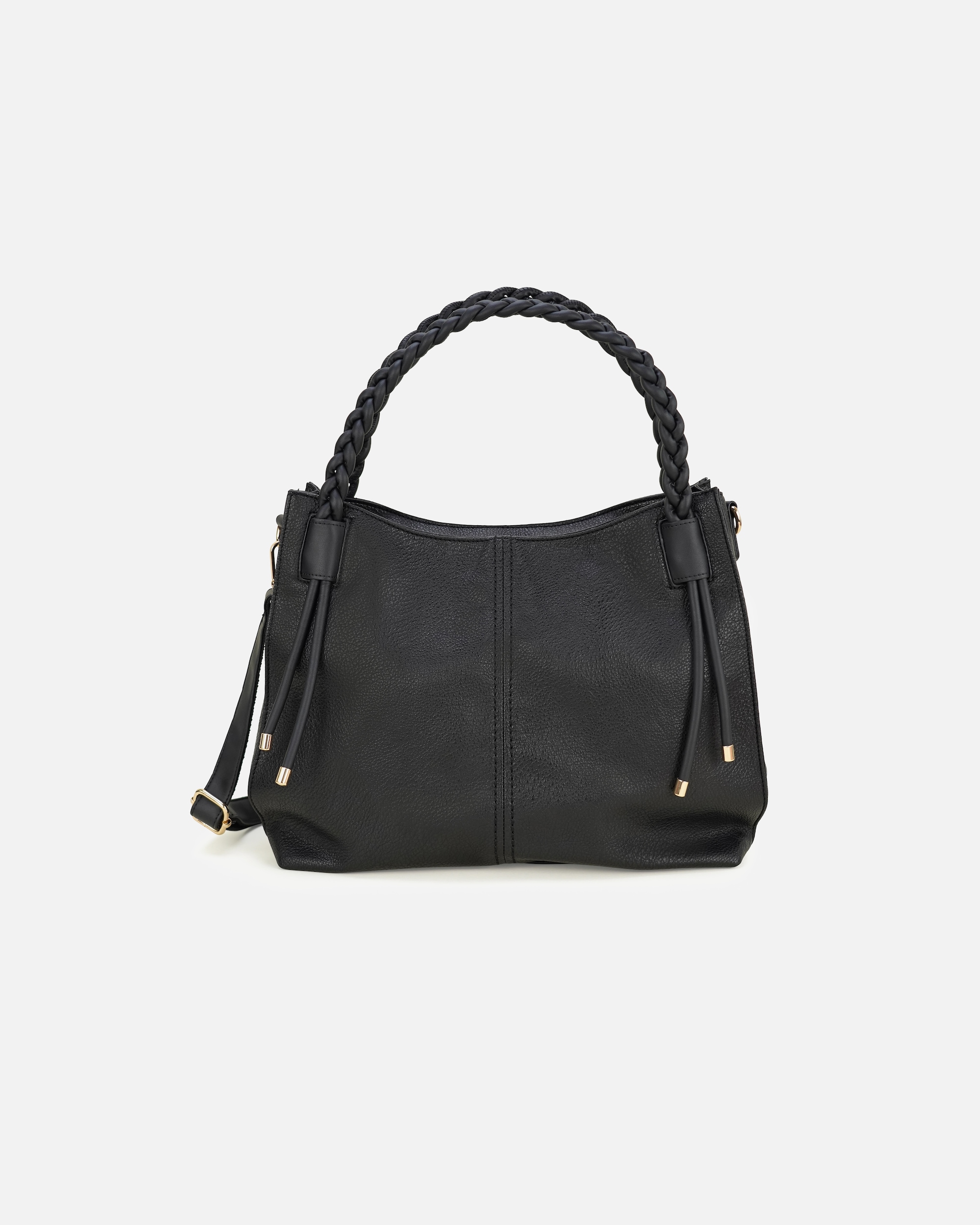 Umhängetasche für Unisex HARPA Schultertasche MARQUIS mit geflochtenen Doppelgriffen schwarz