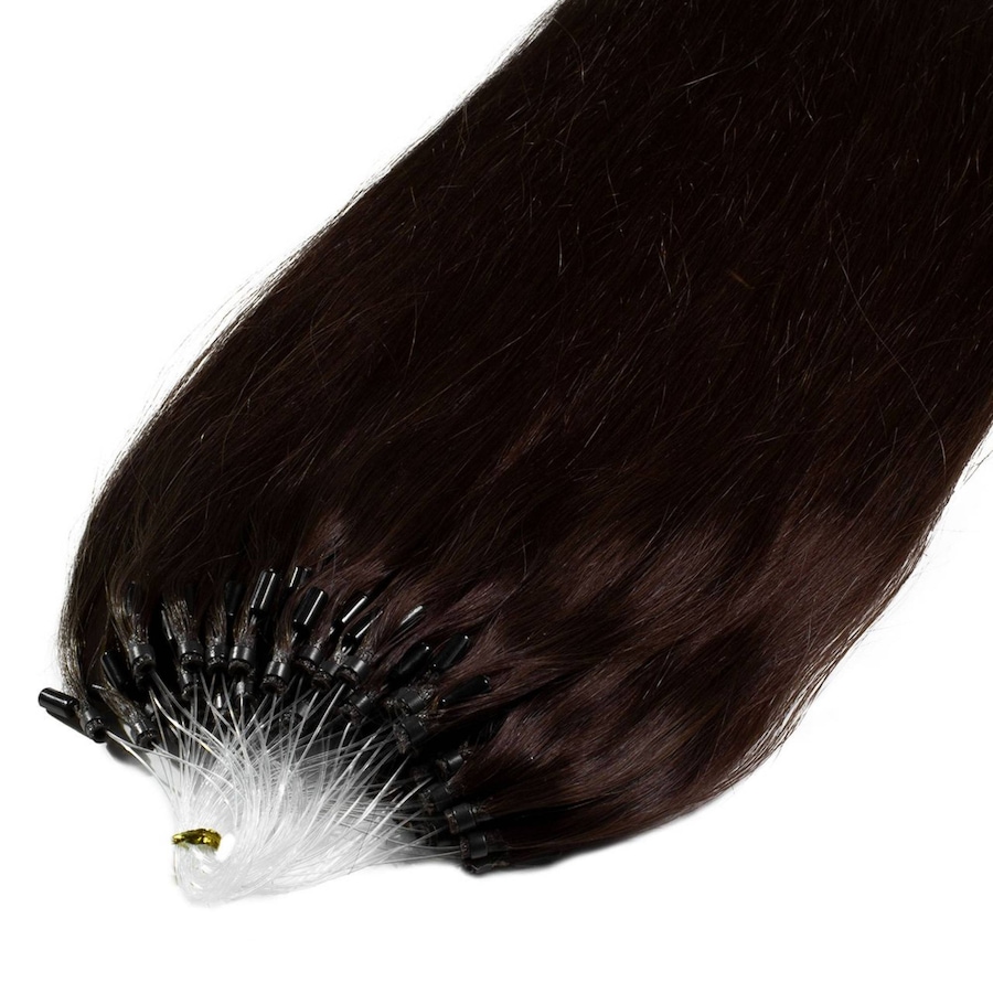 hair2heart Microring Extensions Premium Echthaar #6/3 Dunkelblond Gold 0,8g 60cm Schwarz Damen