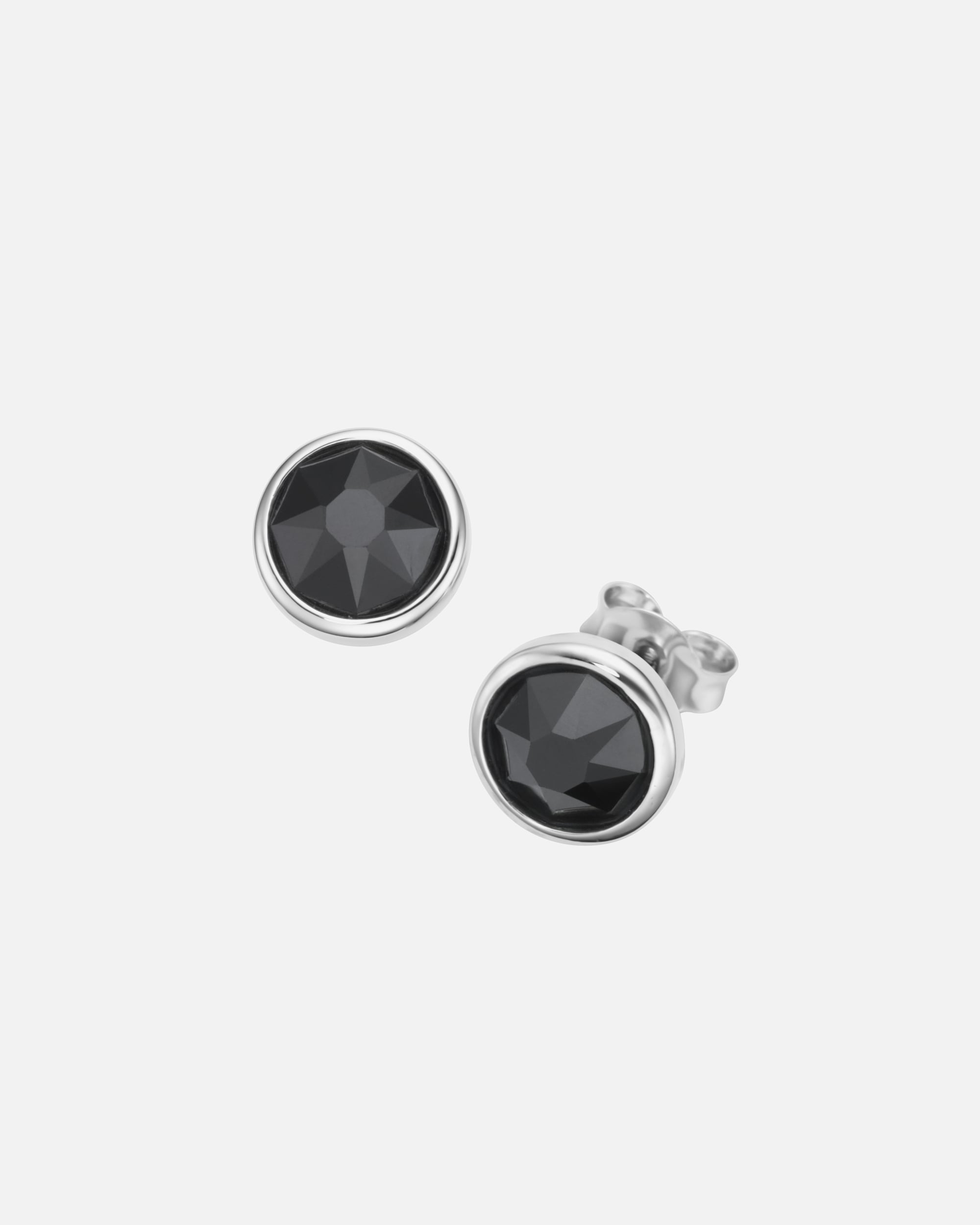 Ohrringe für Männlich Giorgio Martello Milano Ohrstecker mit schwarzen Zirkonia, Silber 925 1 cm