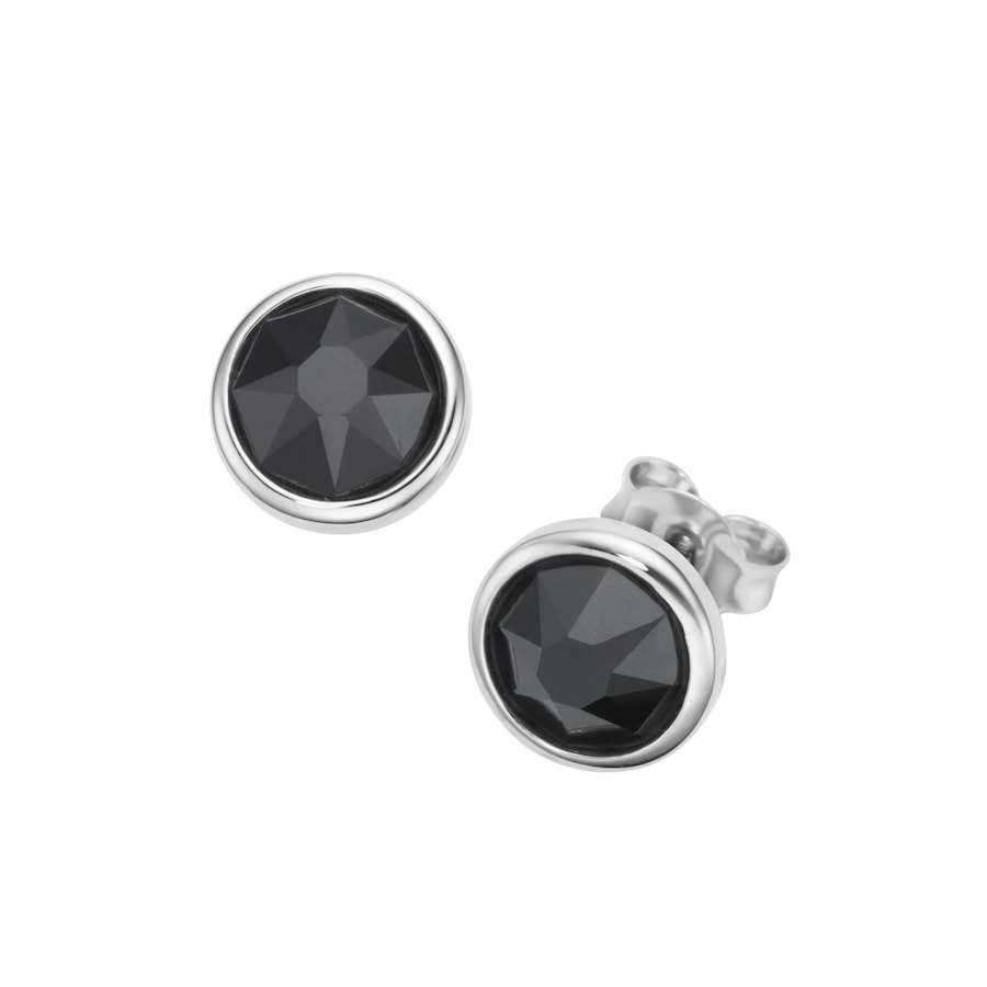 Giorgio Martello Milano Ohrstecker mit schwarzen Zirkonia, Silber 925 1 cm Herren