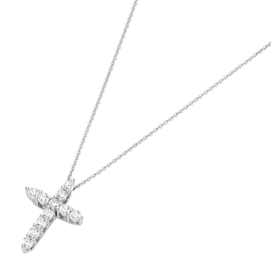 Giorgio Martello Milano Kette Kreuz mit Zirkonia, Silber 925 45 cm Weiss Damen