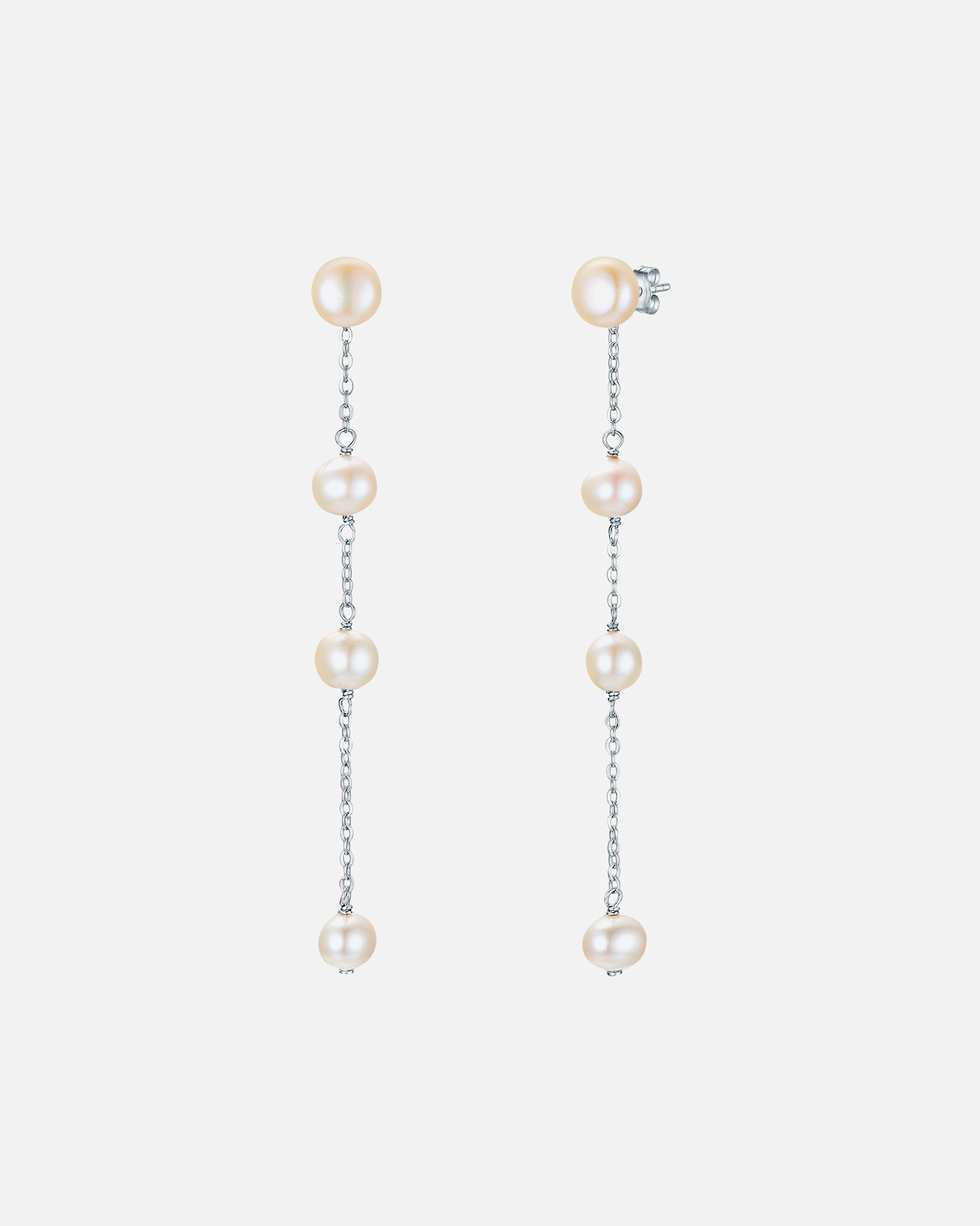 Ohrringe für Weiblich Valero Pearls Perlen-Ohrhänger Sterling Silber Süßwasser-Zuchtperle in Silber 72,0 mm