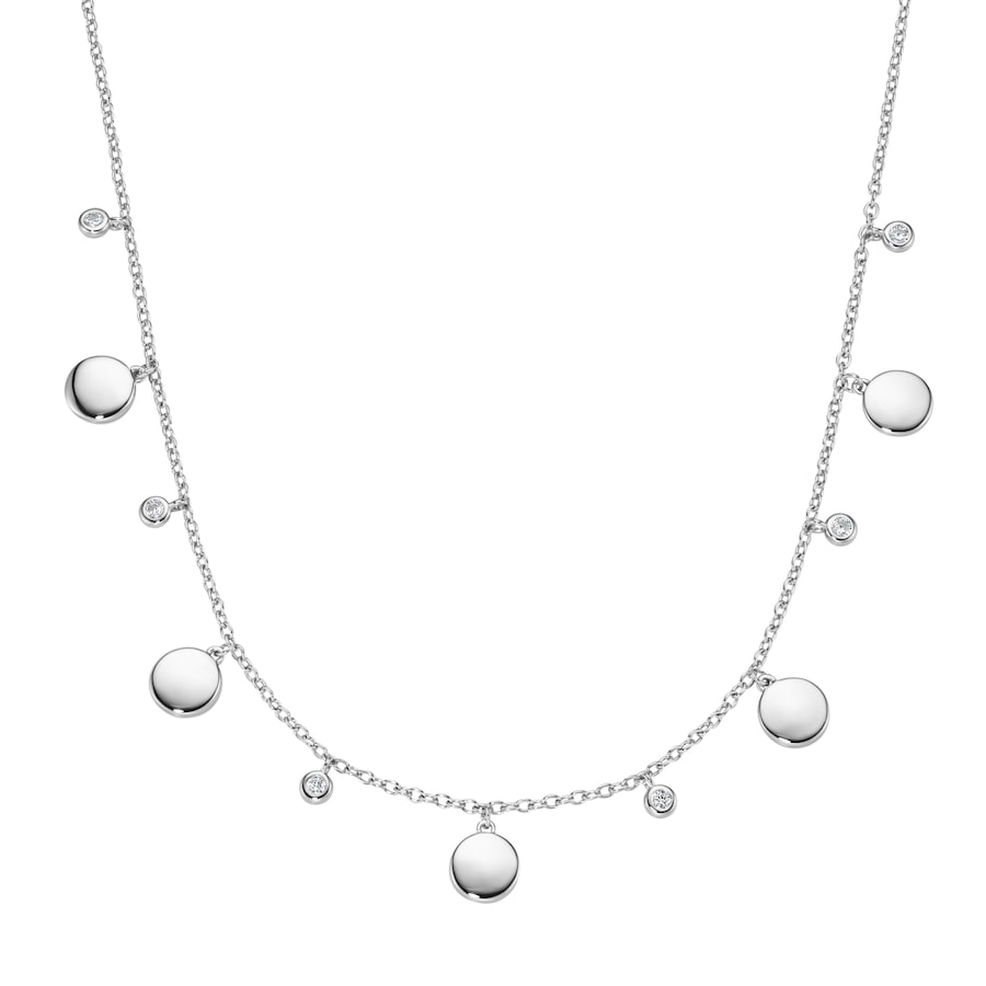 Smart Jewel Collier mit runden Plättchen und Zirkonia als Behang, Silber 925 45 cm