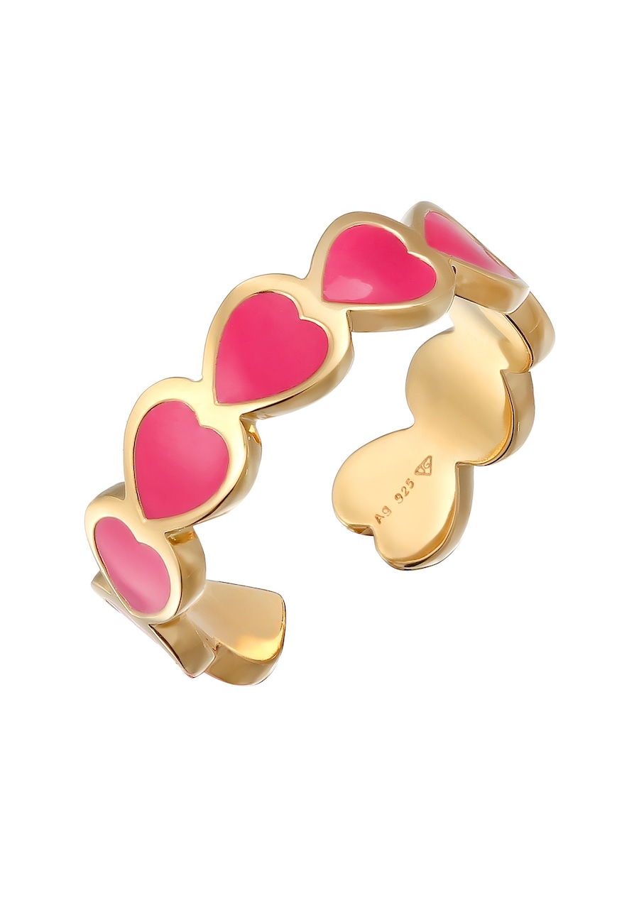 Elli Herz Ring Offen 925 Silber vergoldet 54 Damen