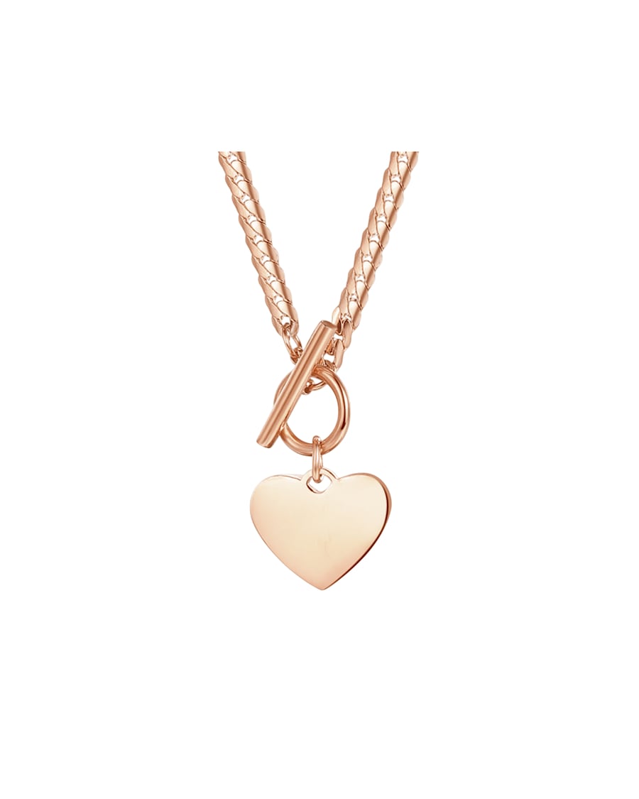 Hey Happiness Herz Kette mit Knebelverschluss aus Edelstahl Rosegold Damen